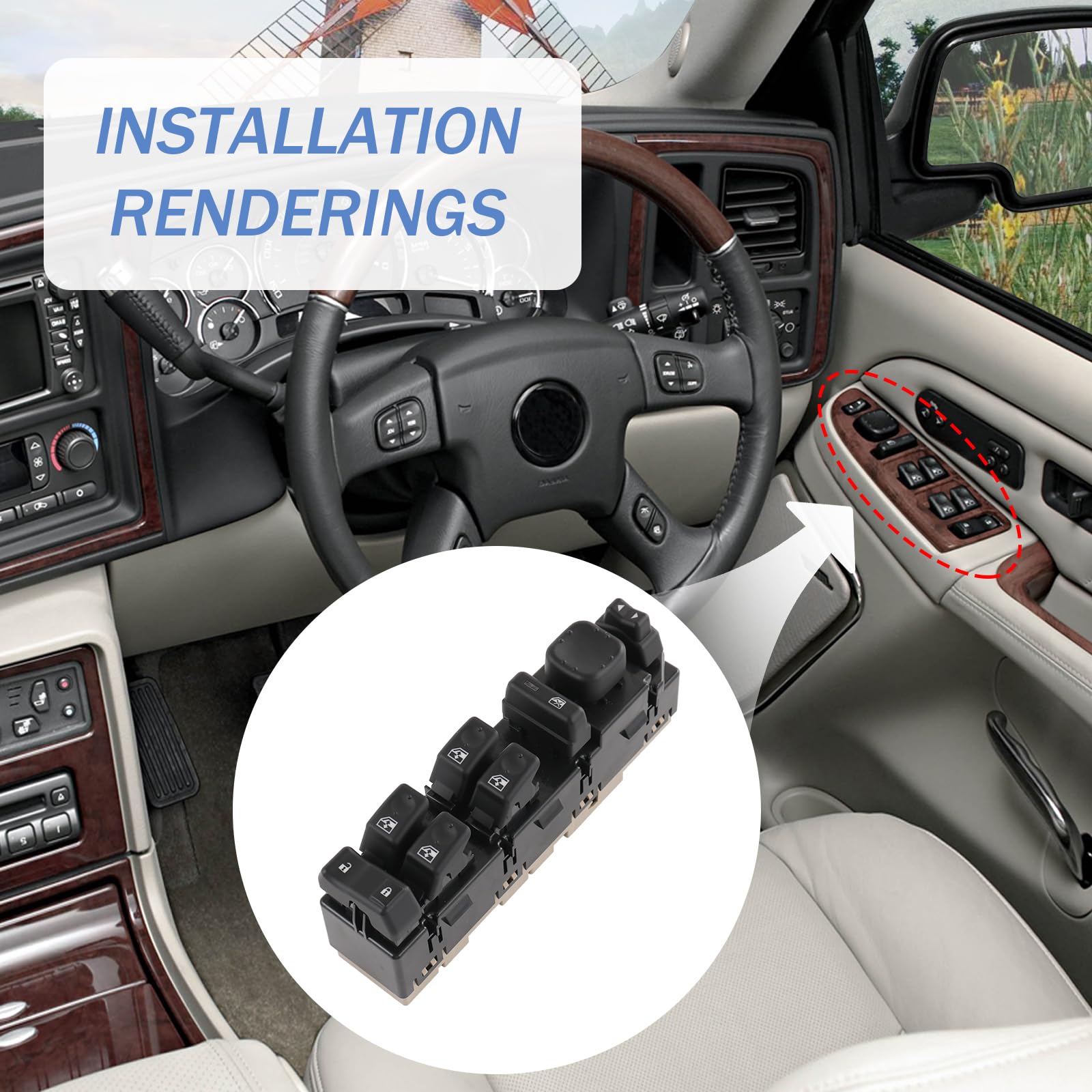 DICMIC Front Driver Side Master Power Window Switch and Door Lock with Mirror Switch Module Compatible with 2003-2007 Chevrolet,