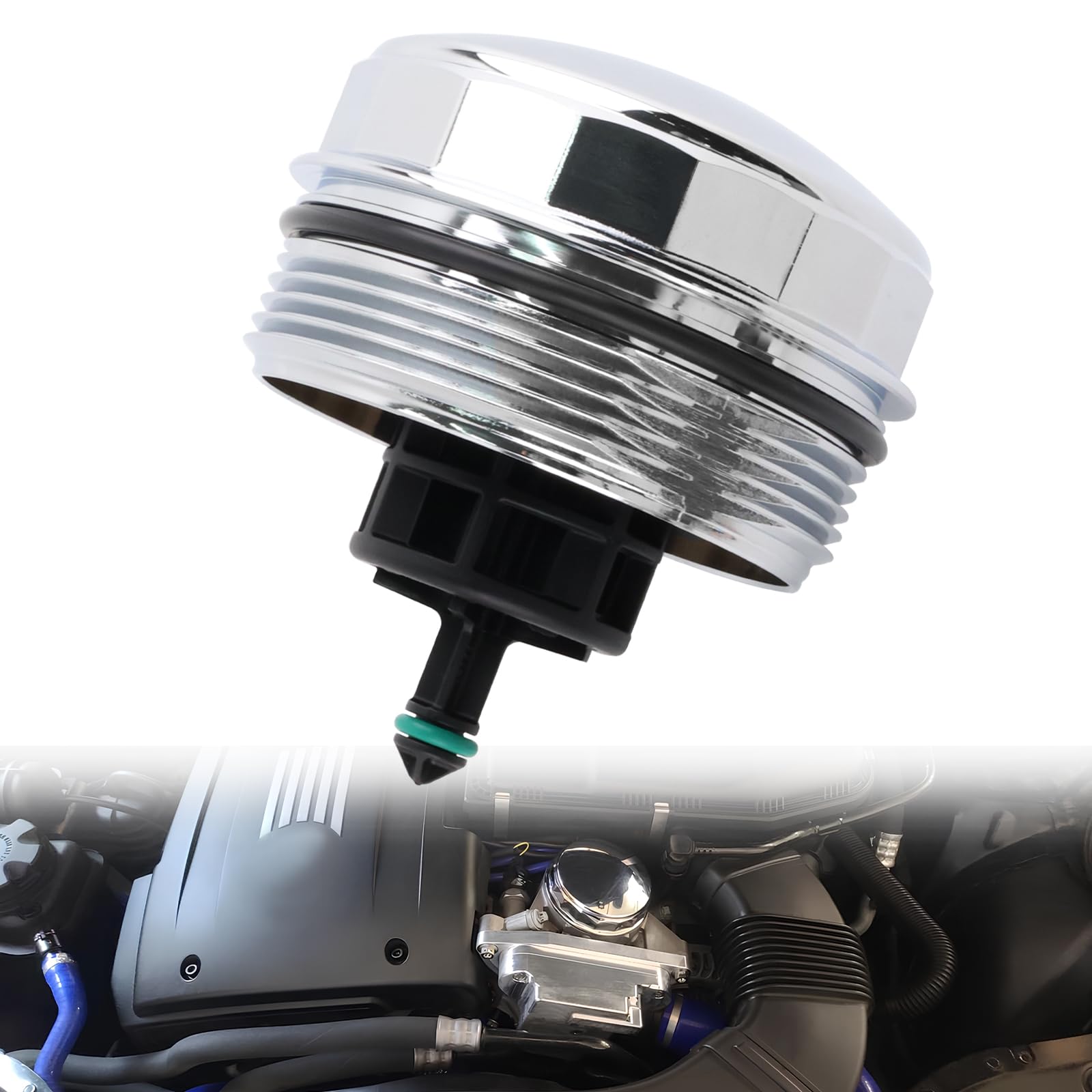 RiAICiING Upgrade Aluminum Oil Filter Housing Cover Cap Compatible with BMW N52 N20 N54 N55 323i 525i 128i 325Xi 328Xi 330Xi 335