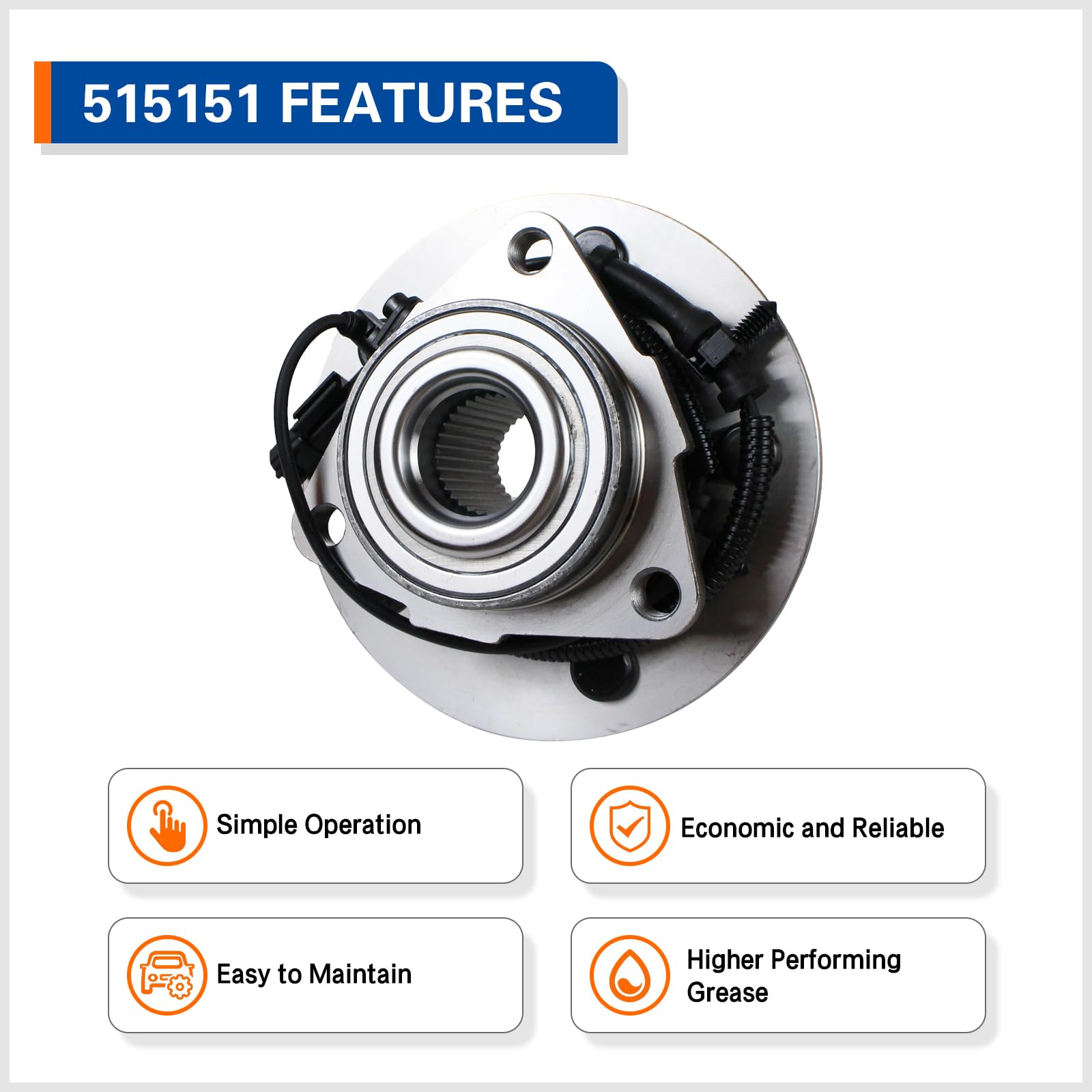 Parod 515151 Front Wheel Hub And Bearing Assembly Compatible With 2012-2018 Ram 1500, 2019 Ram 1500 Classic 5Lugs W/Abs