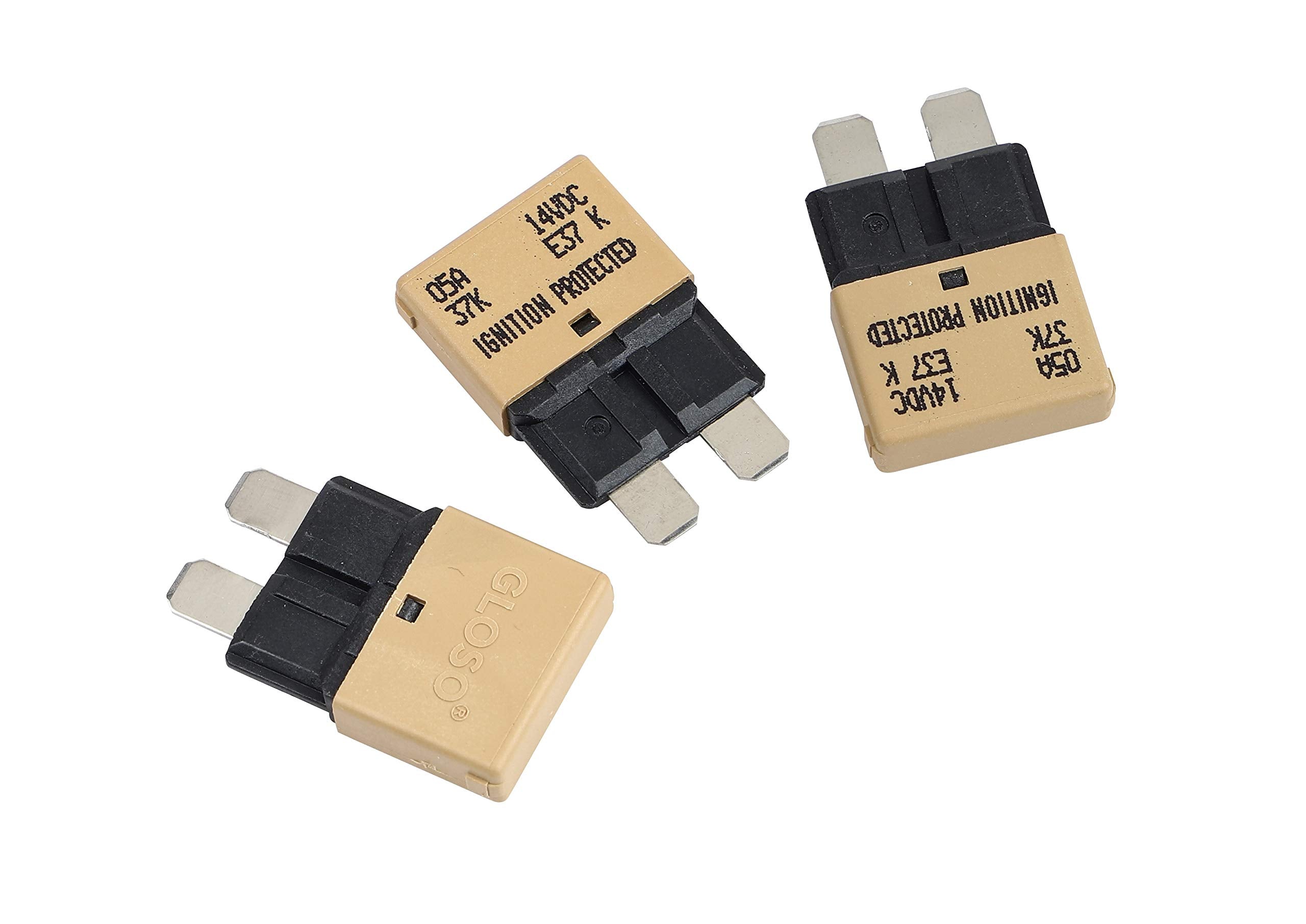 Gloso E37 Auto (T1) Reset Low Profile Atc/Ato Circuit Breakers - (5A - 3 Pack)