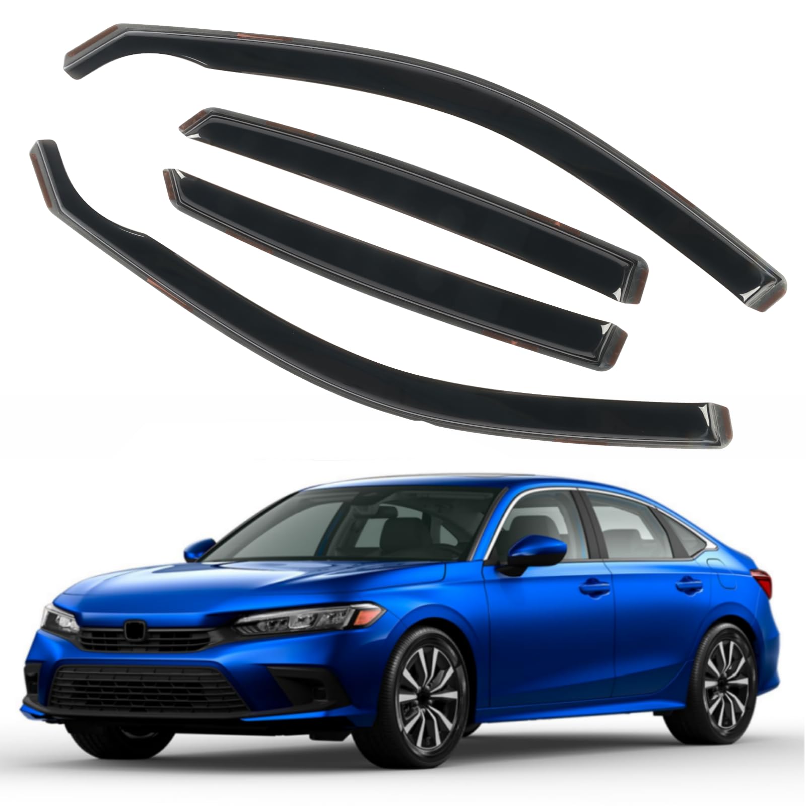 CHYKORLA 4pcs in-Channel Window Visors Rain Guards Fit for 2022 2023 2024 Honda Civic Sedan 4-Door, Sun Shields Side Window Defl