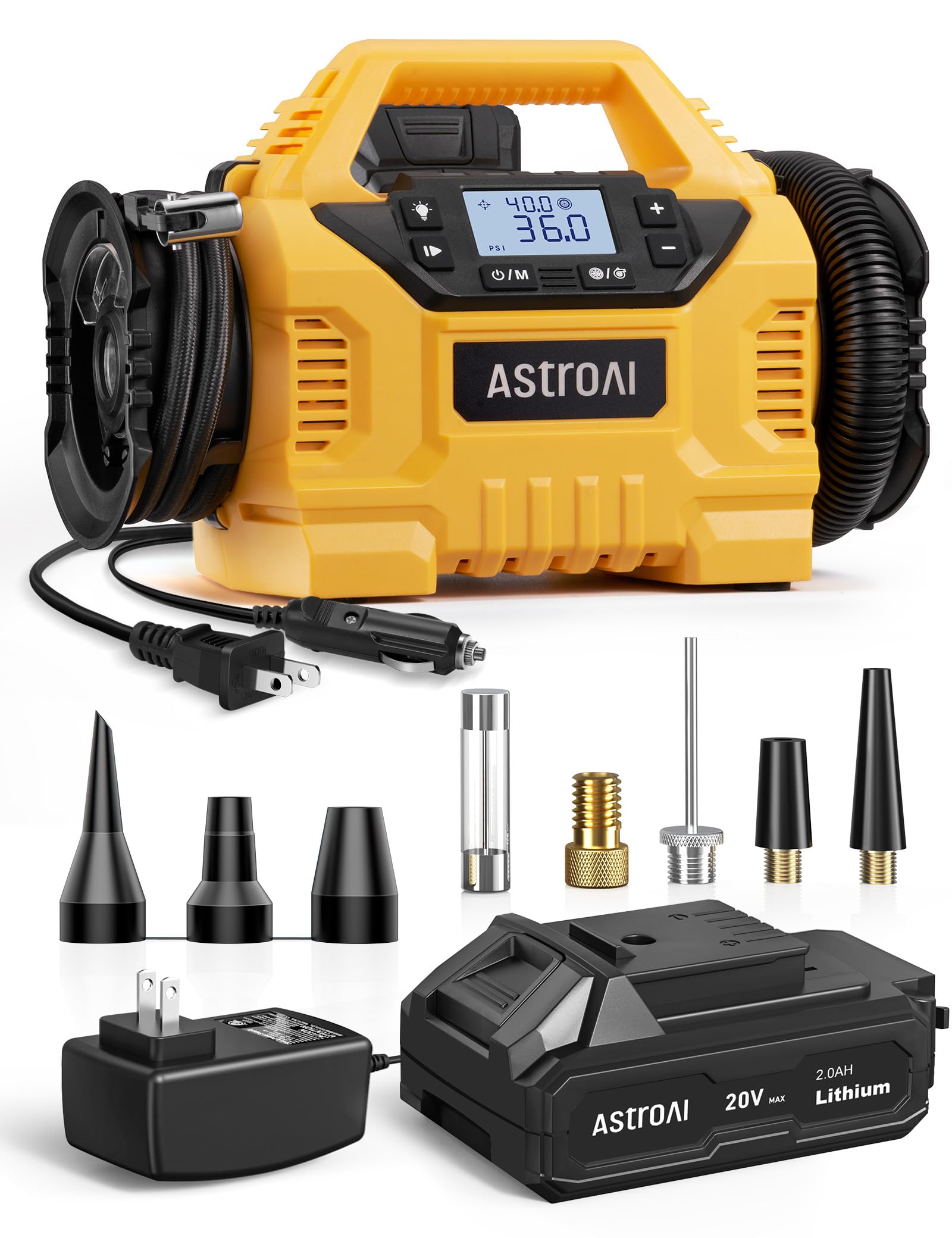 Astroai Cordless Tire Inflator Portable Air Compressor For Car Tire Pump 160Psi With Hd Screen, 3 Power Sources & Dual Powerful