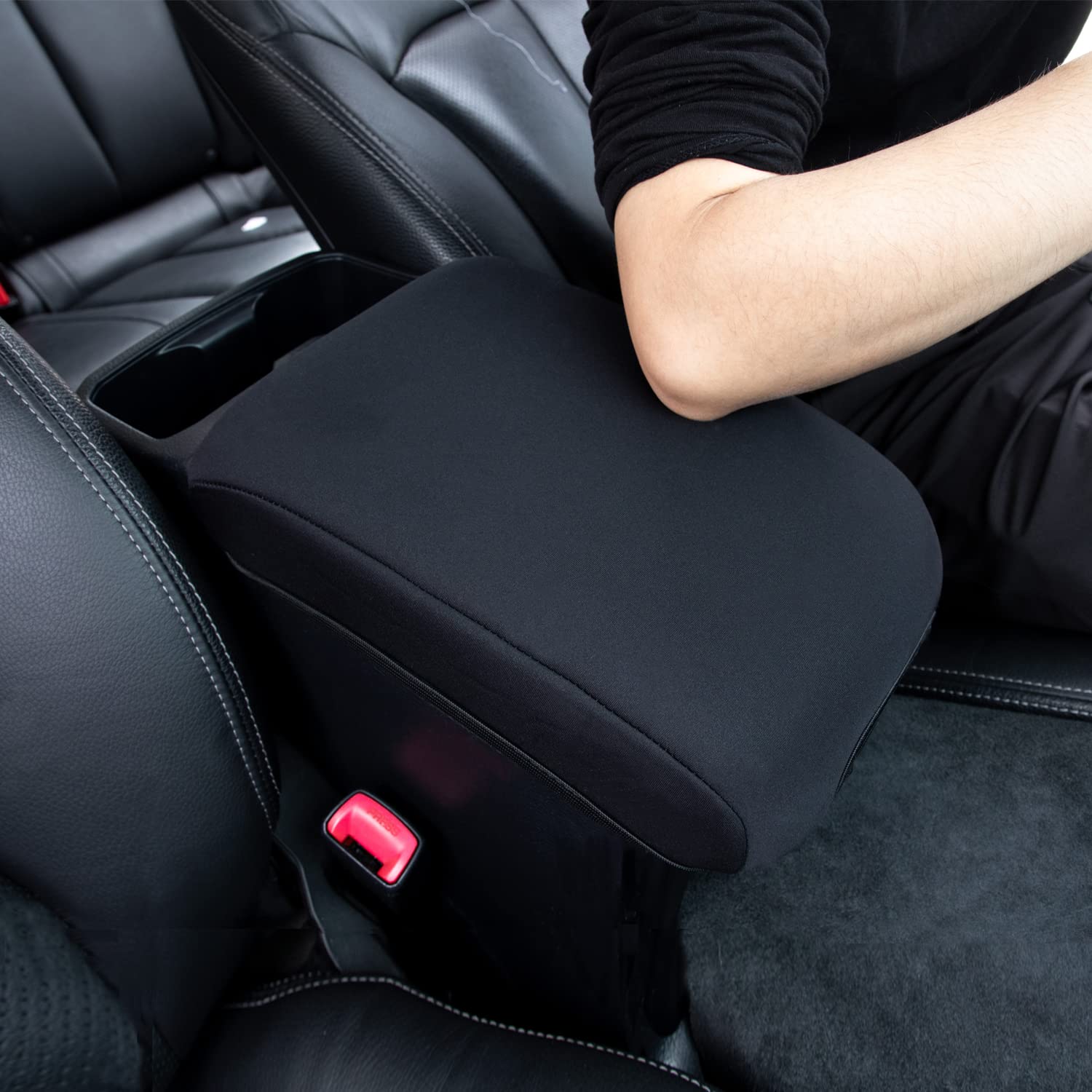 Jdmcar Compatible With Toyota Tacoma Accessories 2016-2022 2023 Center Console Armrest Cover,Customized Black Neoprene Center Co