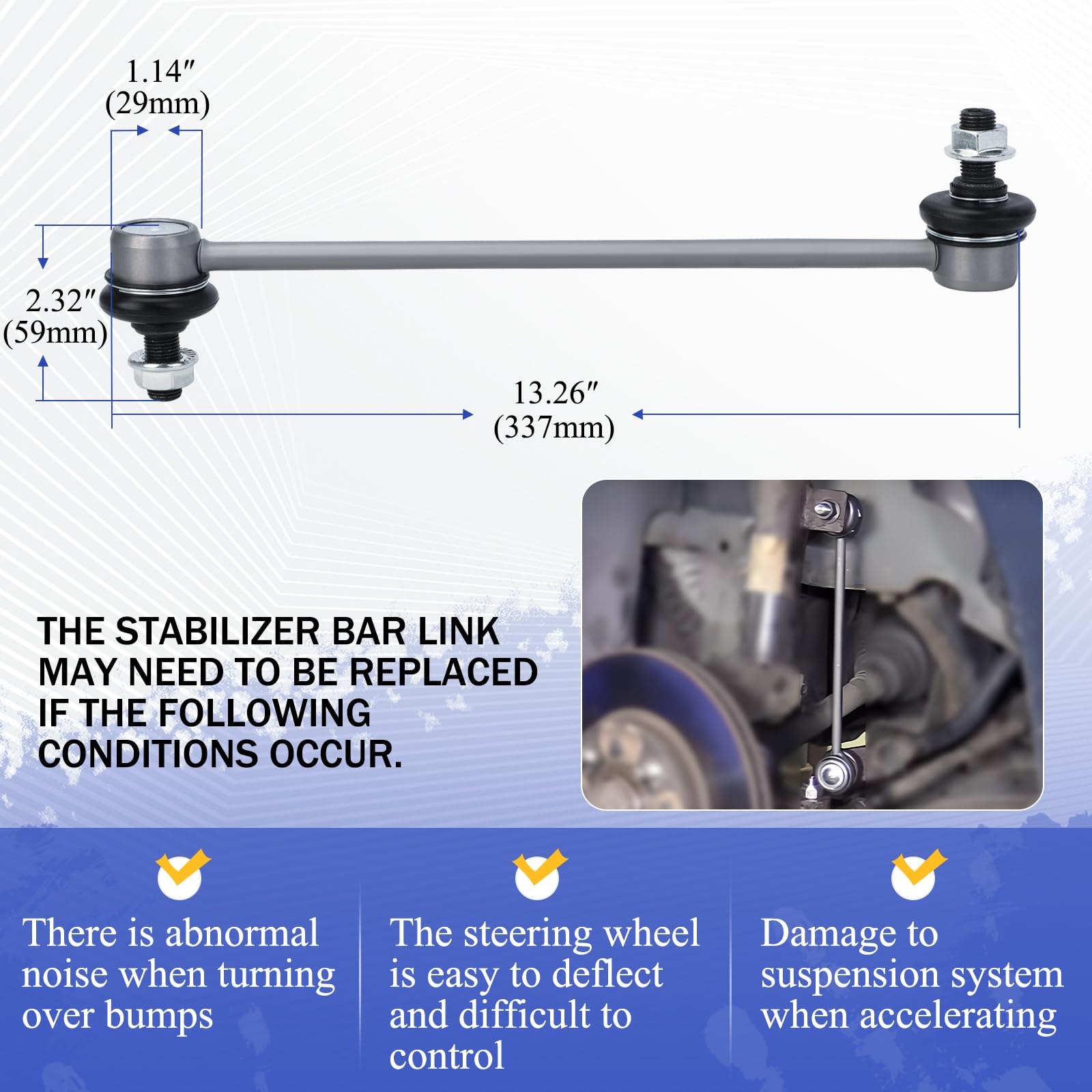 K90349 Zinc-Nickel Alloy Front Stabilizer Sway Bar End Link For 2001-2005 Acura Mdx,2003-2013 Honda Pilot,1999-2004 Honda Odysse