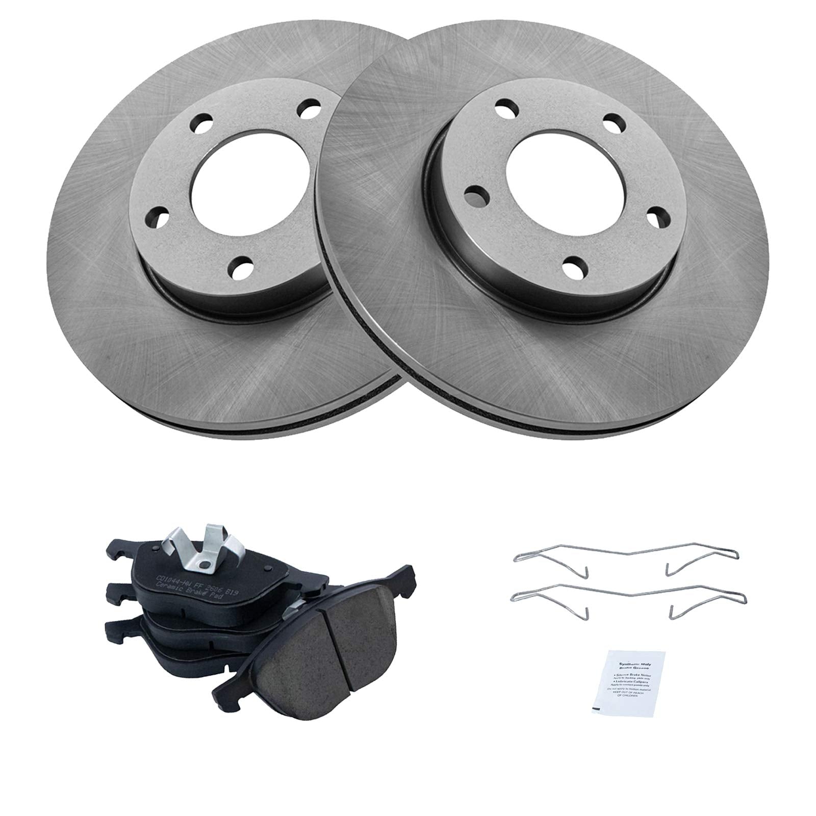 Trq Front Brake Pad & Rotor Kit Brake Pads Brake Rotor Ceramic Compatible With 2004-2013 Mazda 3
