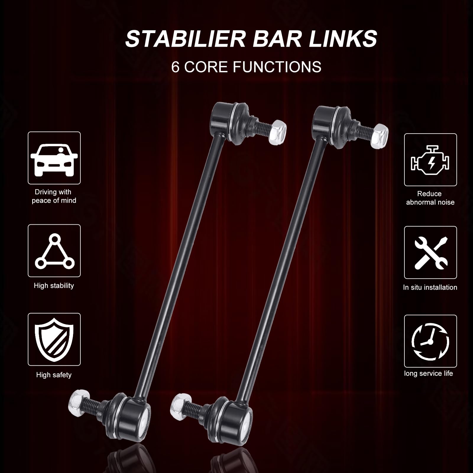 K80899 Sway Bar Links - Front Stabilizer Bar End Links Compatible With 2005 2006 2007 2008 2009 2010 2011 2012 2013 2014 Ford Mu