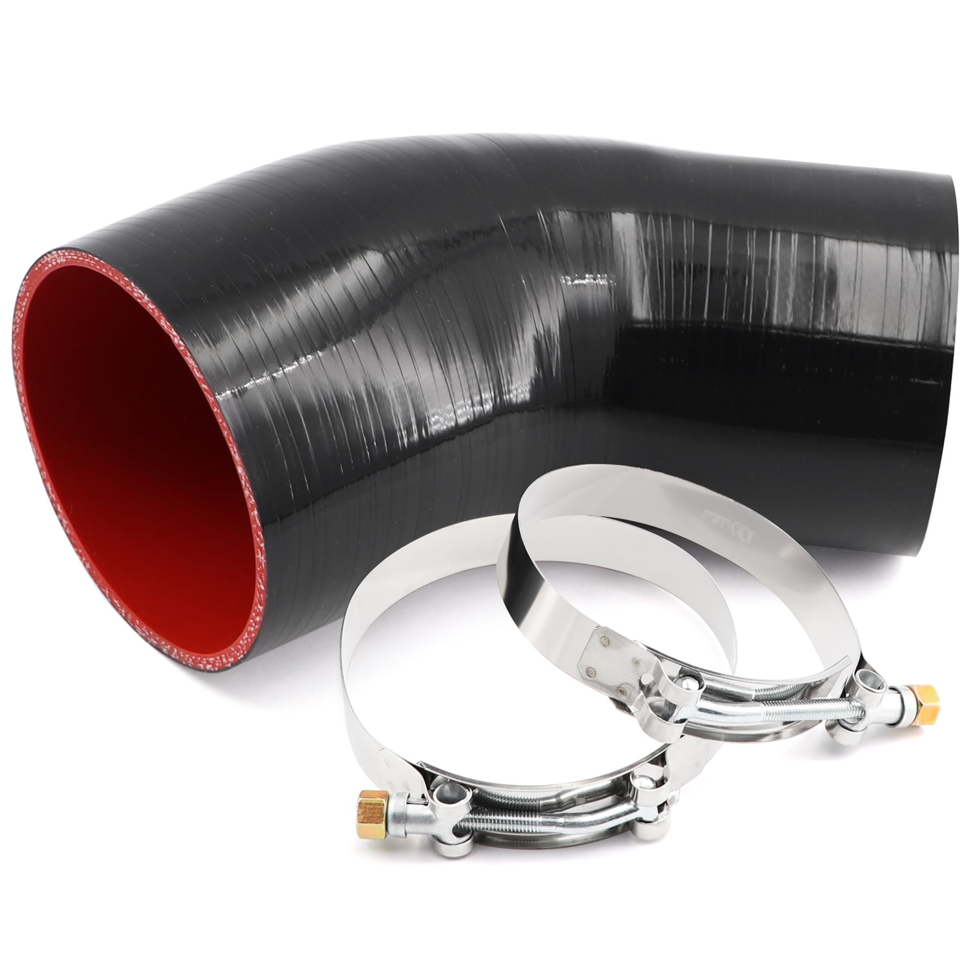 TuoLauthon 45 Degree 3.5 to 4 Inch(89-102mm) Silicone Reducer Coupler Hose,4-Ply Reinforced,Length 4Inch(102mm) with 2Pcs T-Bolt