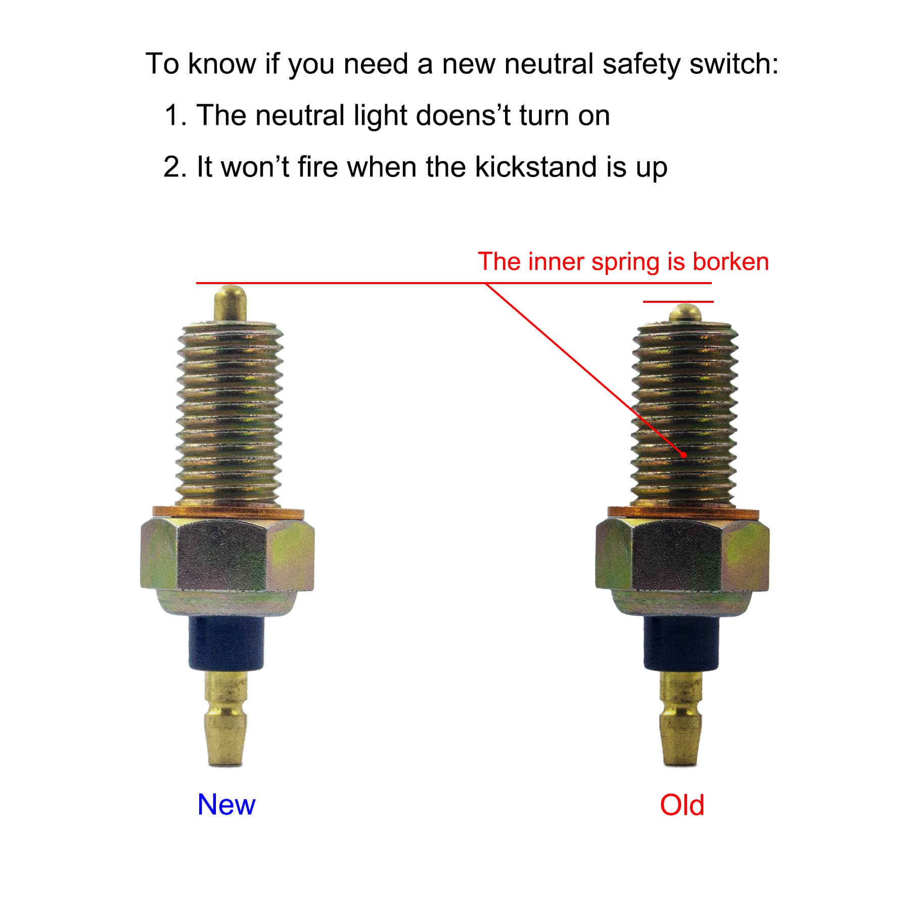 Sheisor Neutral Safety Switch Assy Replacement Compatible With Yamaha Select Year Badger Bear Tracker Big Bear Bruin Girzzly Kodiak Rhino Warrior Wolverine 350/450 Yzf-R1 Yzfr6 Fz1 Fz6