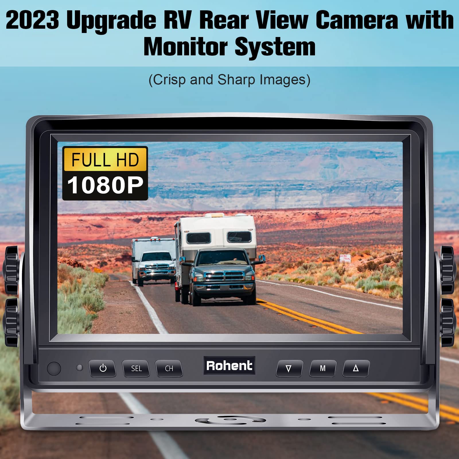 Dual Rv Backup Camera System Upgraded: No Lag Easy Installation Plug And Play 7'' Monitor Hd 1080P Rear View Camera Wired Kit Ip