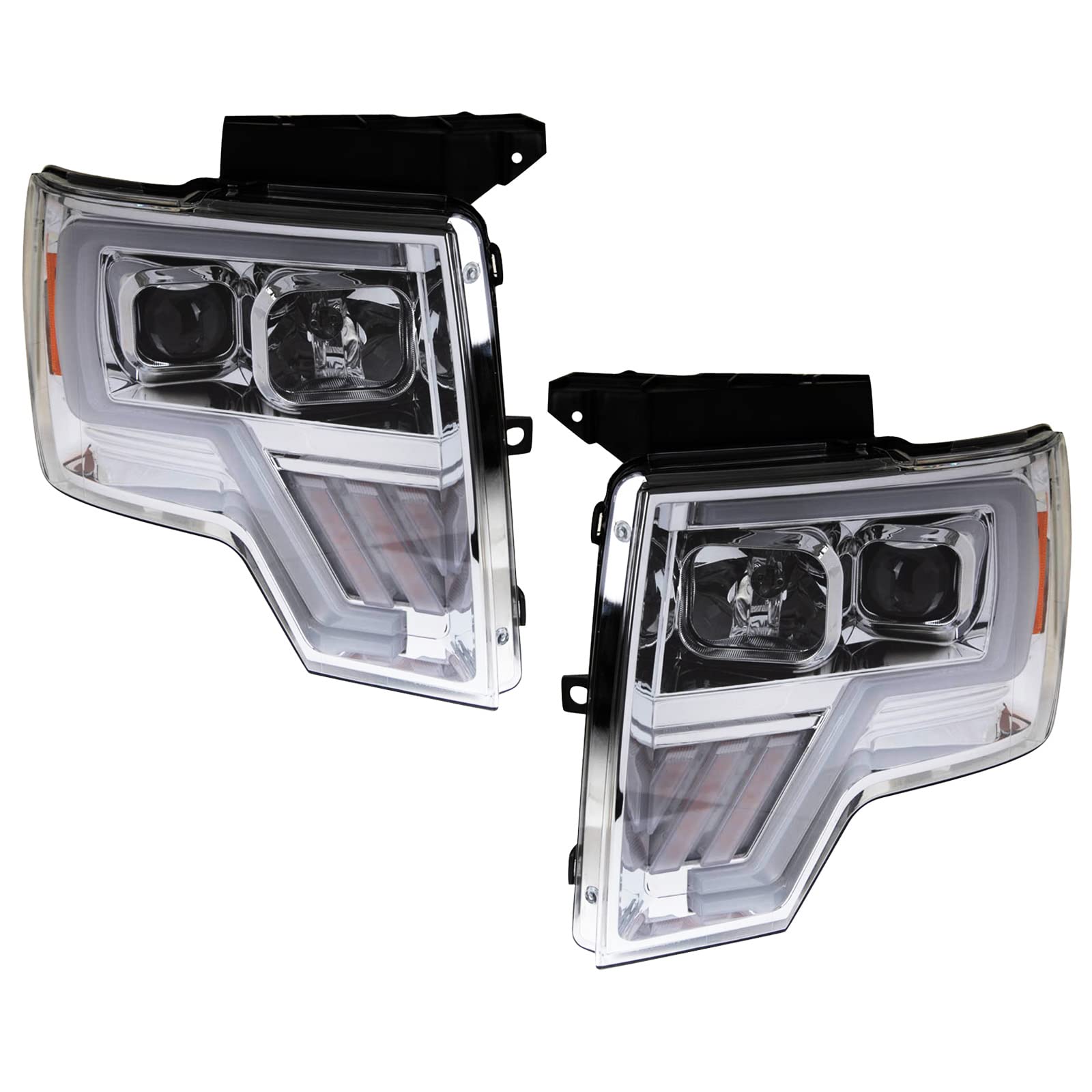 Trq Headlight Assembly Set Headlights Driver & Passenger Side Halogen Compatible With 2009-2014 Ford F-150 Fo2502287 Fo2502289 F