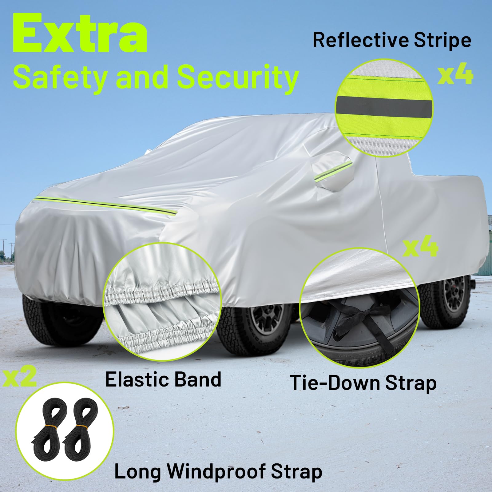 Favoto 6 Layers Truck Cover Waterproof - All Weather Heavy Duty Outdoor Pickup Car Cover Sun Uv Rain Protection Windproof With D