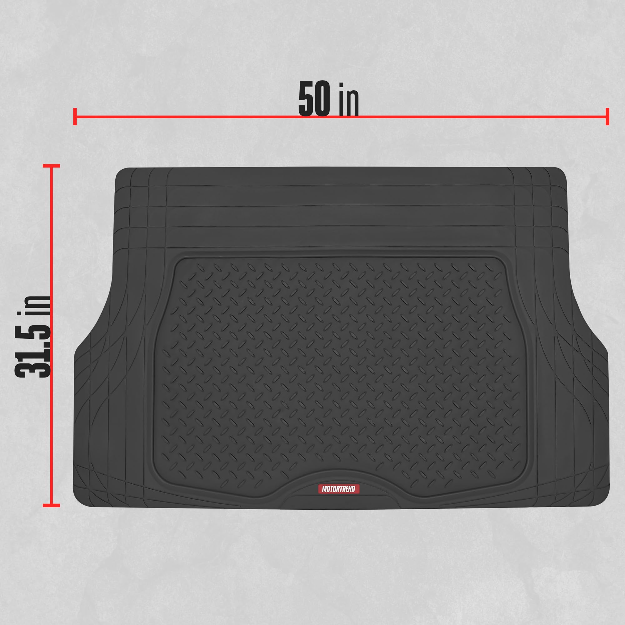 Motor Trend Heavy Duty Utility Cargo Liner Floor Mats for Car Truck SUV, Trimmable to Fit Trunk, All Weather Protection Black 31.5&quot; x 50&quot; BK
