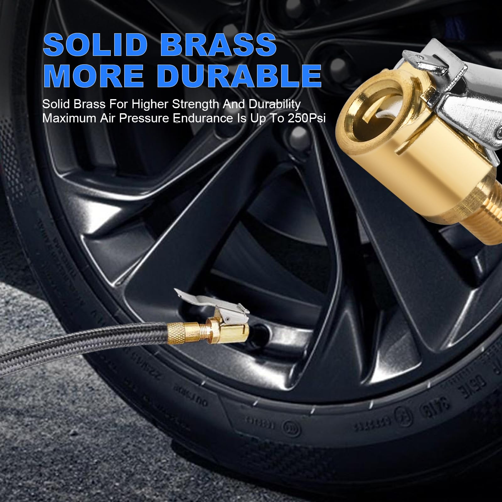 2pcs Locking Tire Air Chuck,Brass Tire Inflation Hose Adapter,Tire Nozzle With Tire Valve Threads,Unscrewed Connection Converted