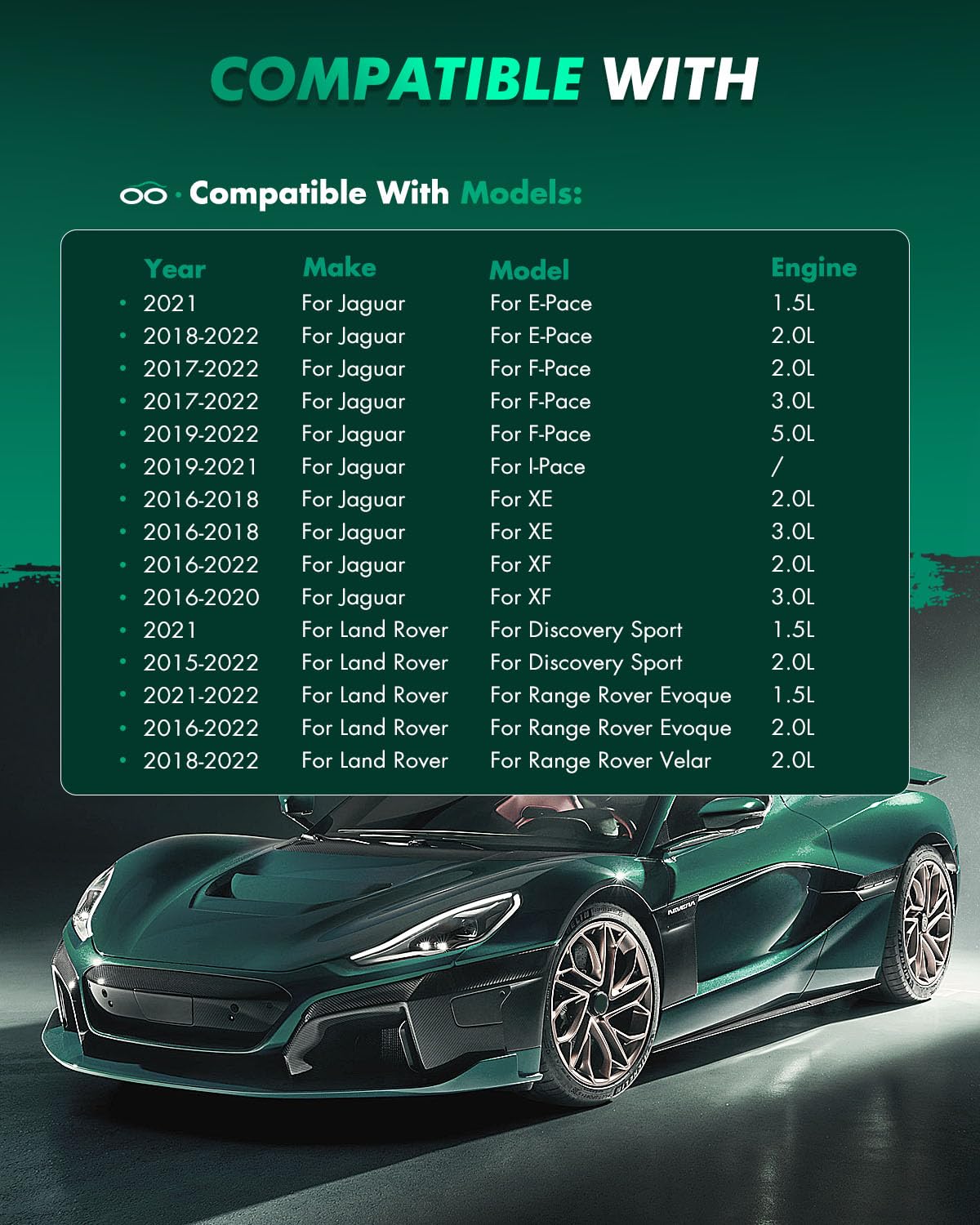 Scitoo Rear Disc Brake Pad Set 4Pcs W/Hardware Fit For Jaguar 2016 2017 2018 2019 2020 2021 2022,For Land Rover 2015 2016 2017 2