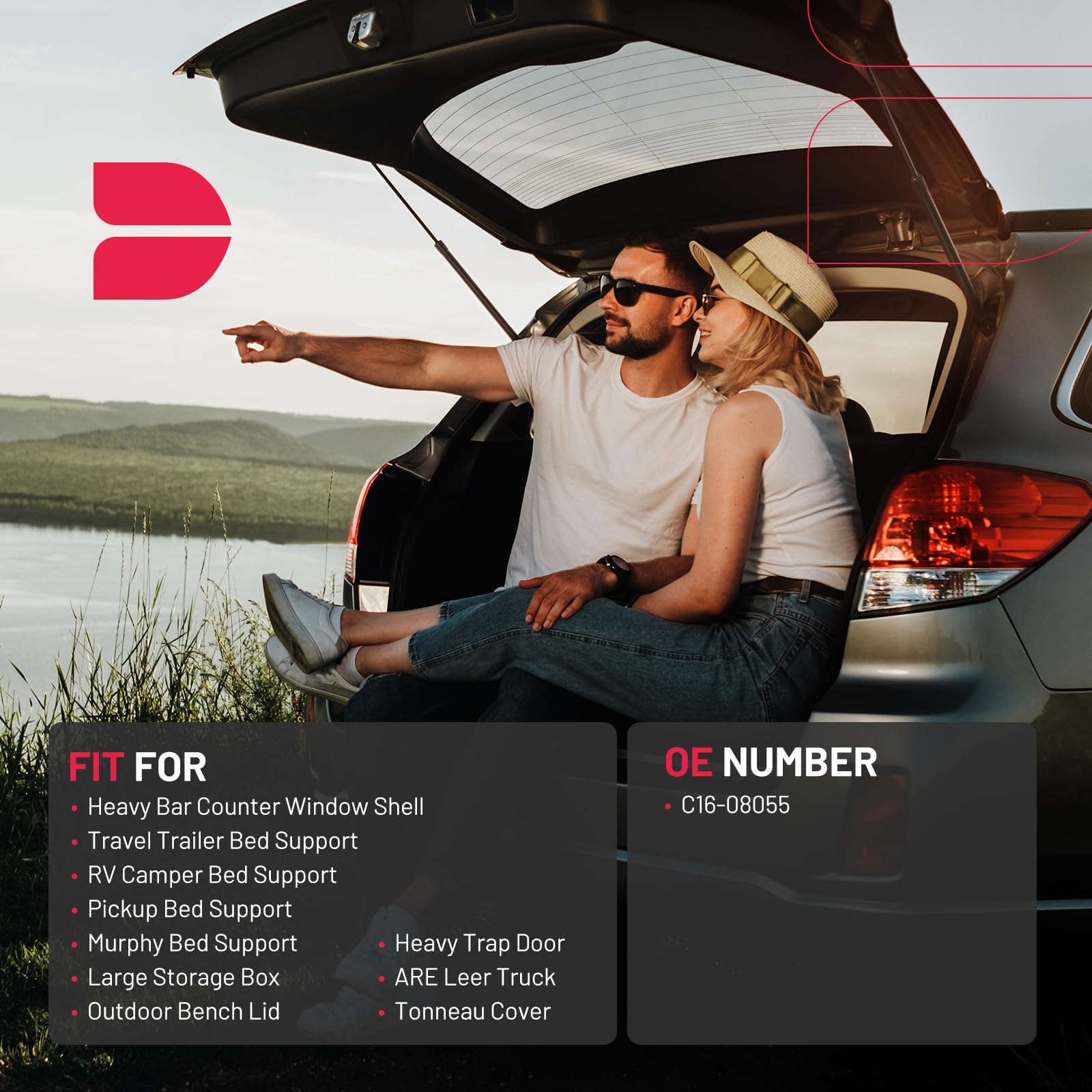 Bdfhyk C16-22360 13 Inch 35 Lb/156N Gas Shocks Struts For Camper Shell Side Window, Pickup Truck Toolbox, Aluminum Weatherguard