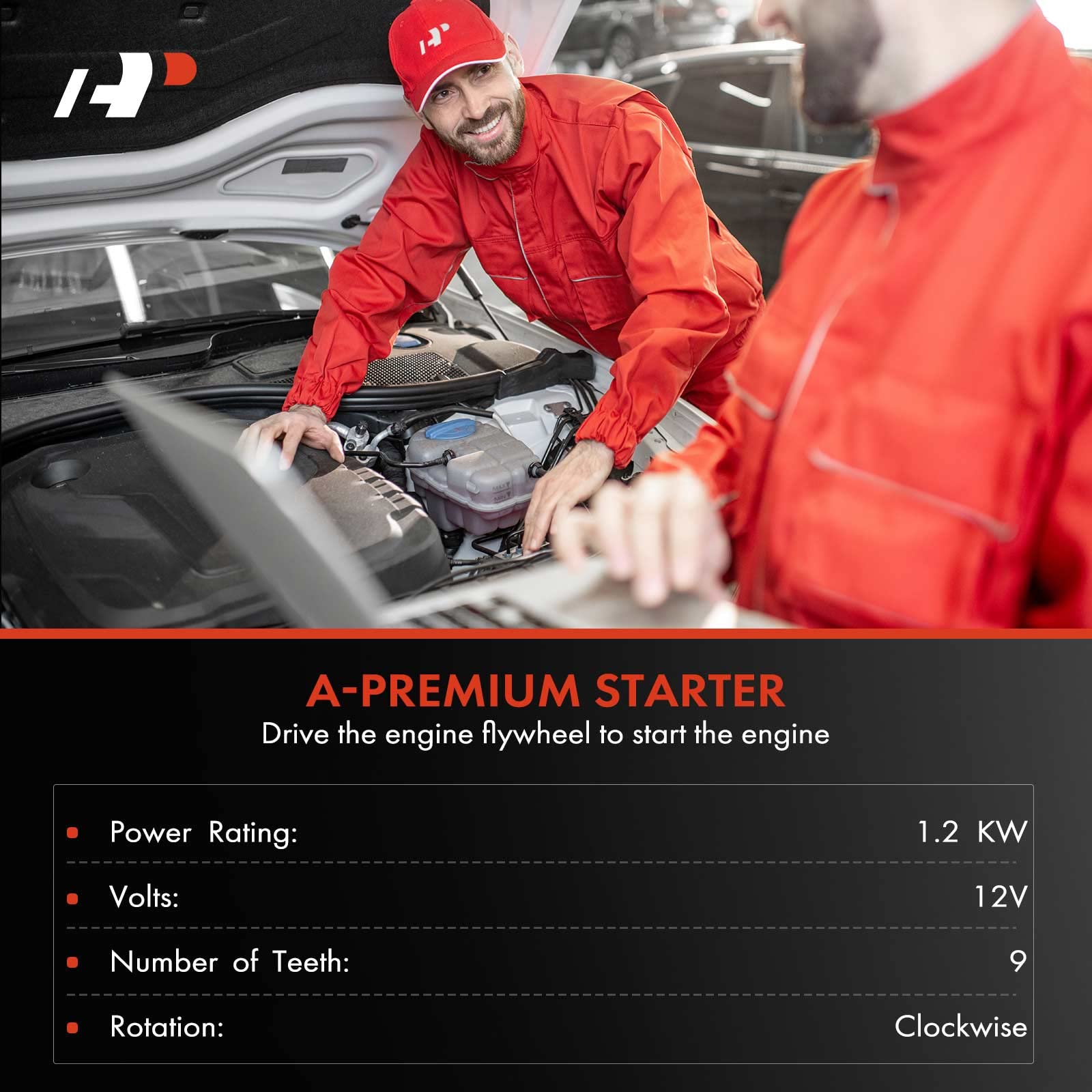 A-Premium Starter Motor Compatible with Honda Accord 2006-2012, CR-V 2007-2011, Element 2007-2011, Civic 2006-2011 & Acura TSX 2006-2014, 2.0L 2.4L, 12V 1.6KW 9-Teeth Clockwise, Replace# 31200-RAA-A61