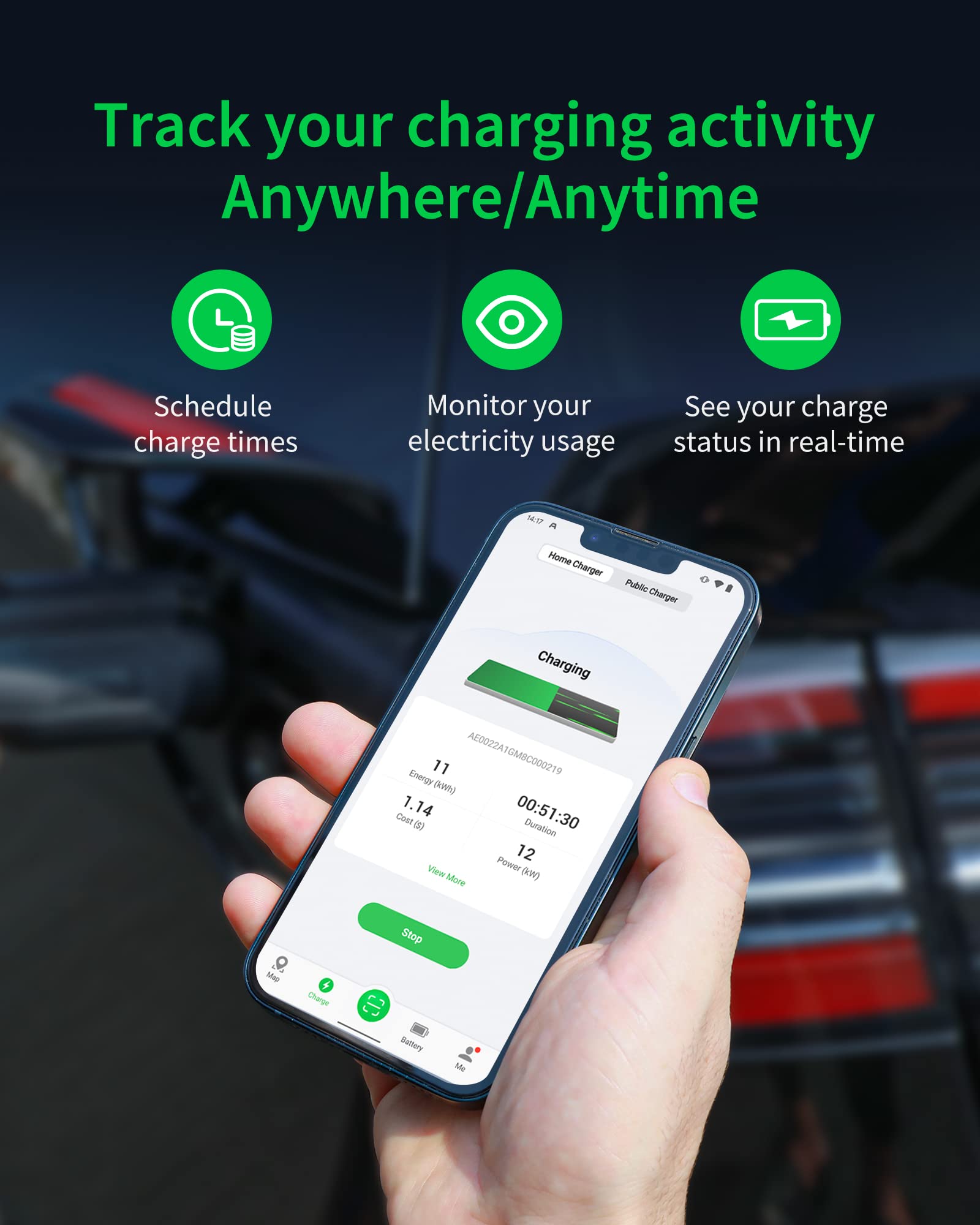 Autel Home Level 2 EV Charger 50Amp 240V Wi-Fi Bluetooth 25ft Cable Dark Gray Maxi US AC LW12