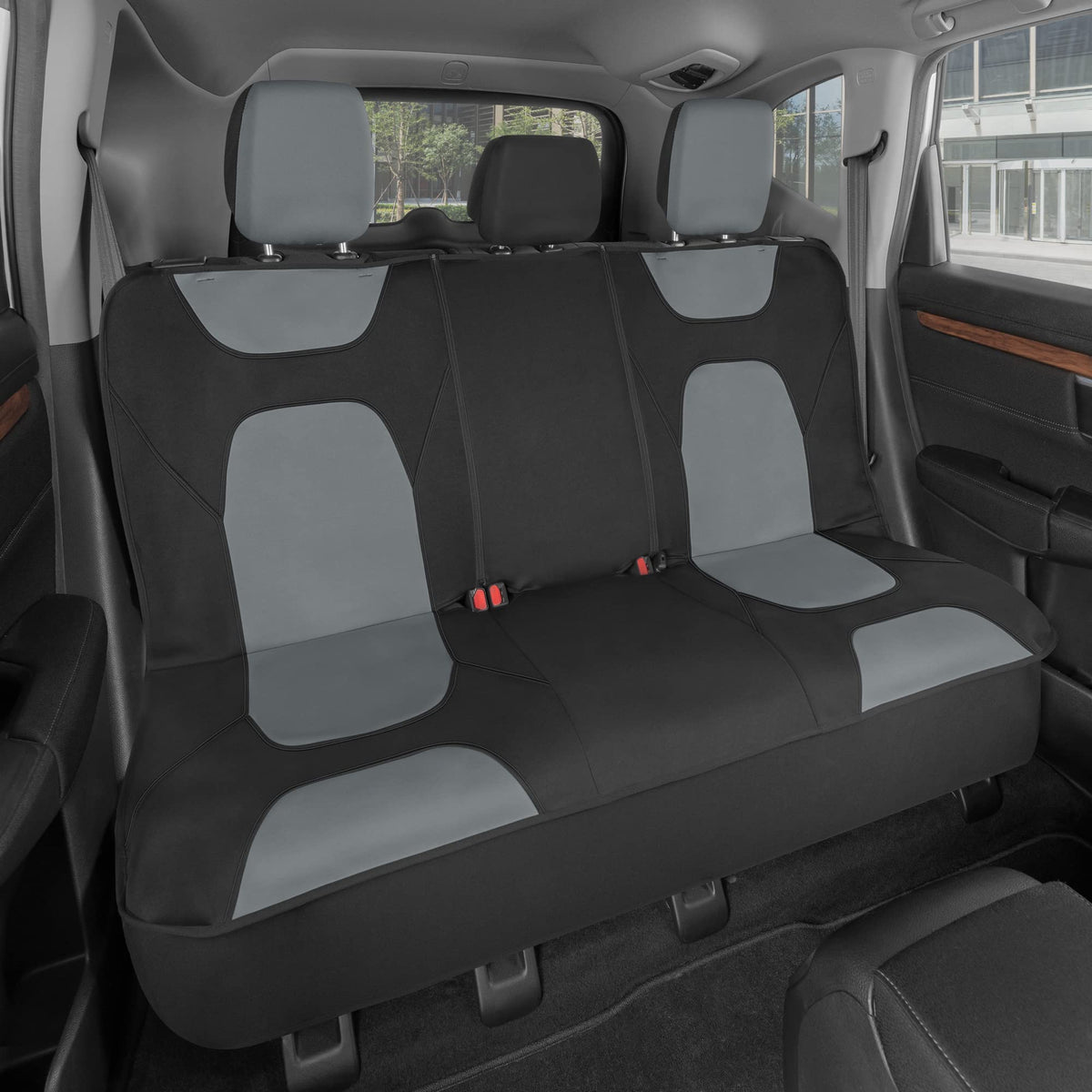 Motor Trend AquaShield Waterproof Gray Padded Neoprene Rear Bench Seat Cover for Cars, Ideal Back Seat Protector for Kids & Dogs