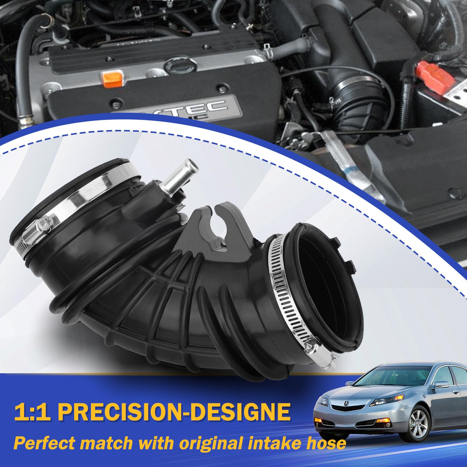 Air Intake Hose With Clamps For 2002-2004 Honda Cr-V Crv 2002-2006 Acura Rsx Base 17228-Pne-G00