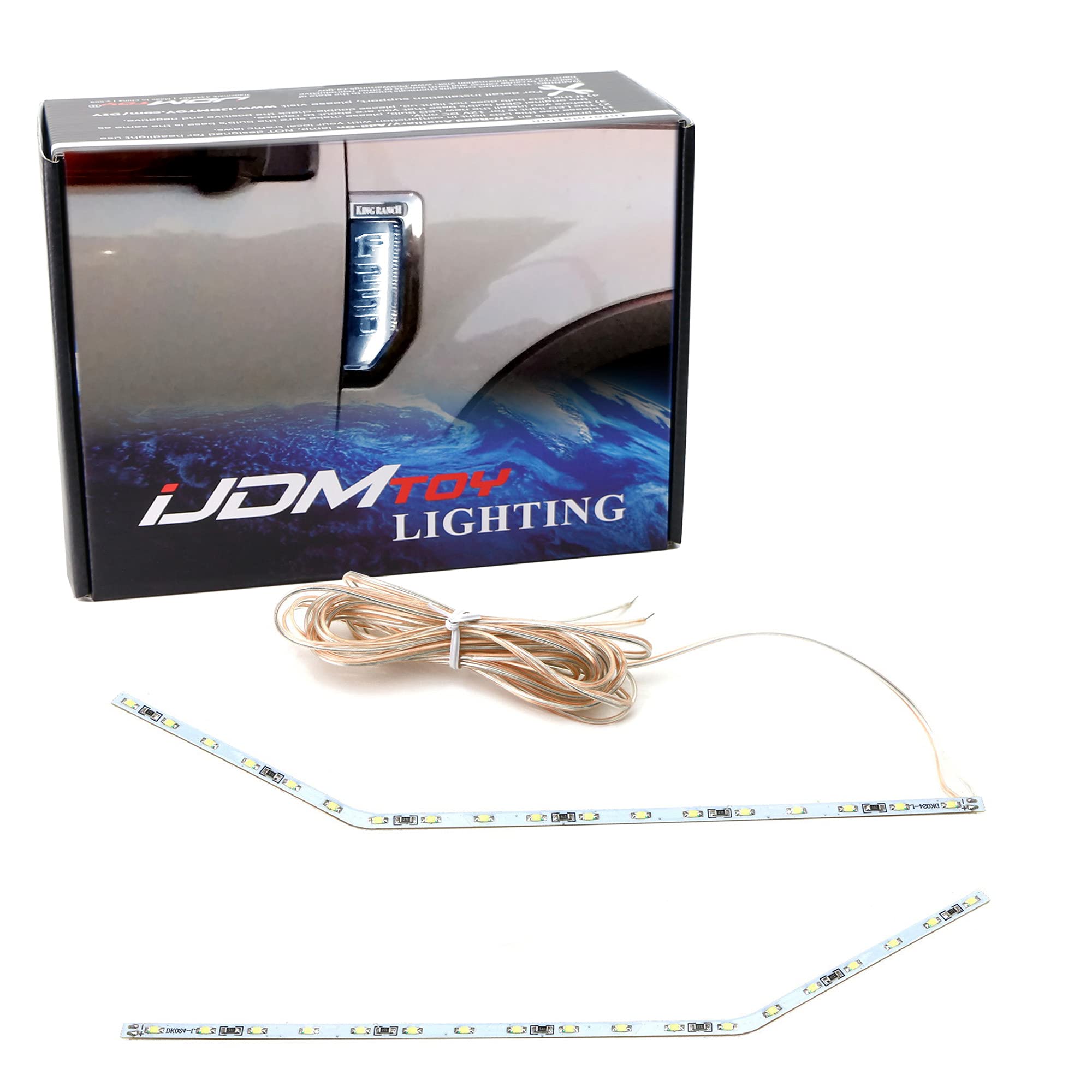 Ijdmtoy Xenon White Led Background Illumination Kit Compatible With 2017-2021 Ford F250 F350 F450 Super Duty Side Fender Chrome