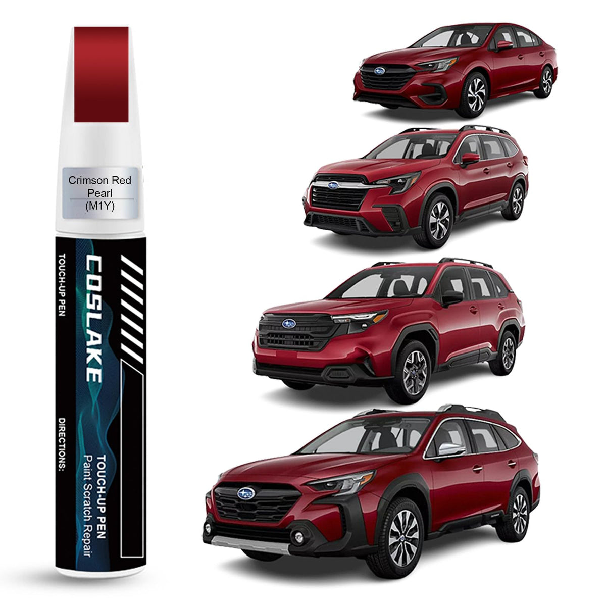 COSLAKE Car Touch Up Paint(Crimson Red Pearl(M1Y)) for SUBARU, Car Paint Scratch Repair Kit, Quick & Easy Solution to Repair, 2 