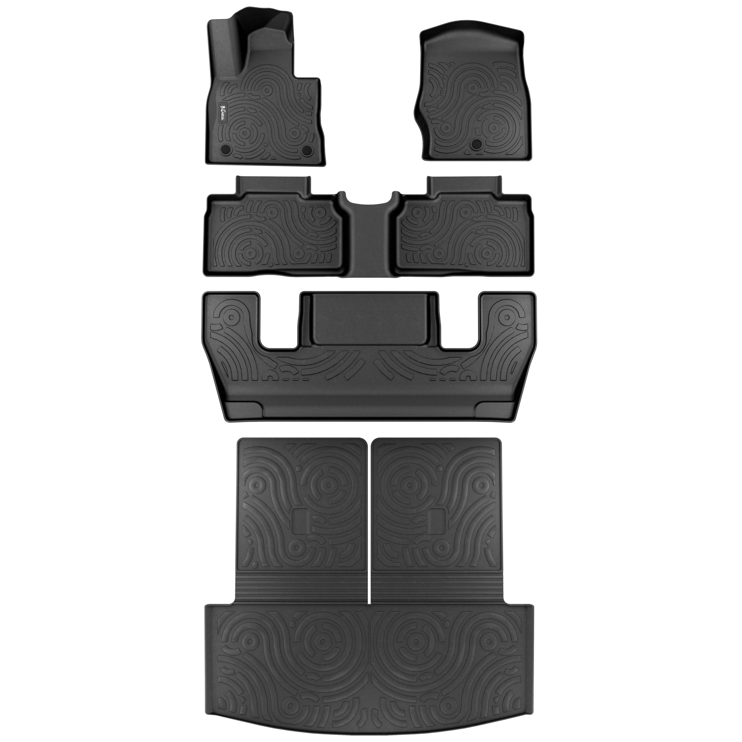 Karpal Floor Mats Cargo Liner Fit For 2020-2024 Ford Explorer 6 Seats, Tpe All Weather Floor Liners Fit For 1St & 2Nd & 3Rd Row 