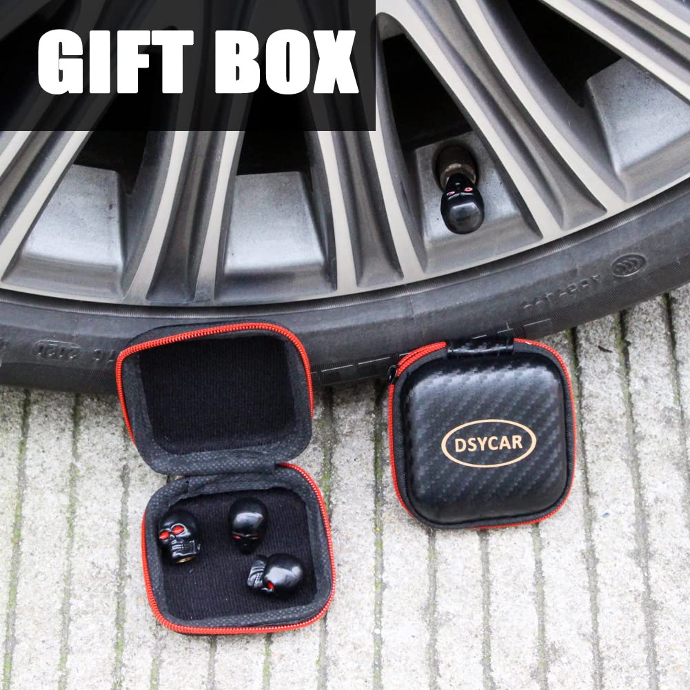 Dsycar Black Skull Style Antirust Copper Core Truck Motorcycle Bike Car Tires Valve Stem Caps , 4Pcs/Box