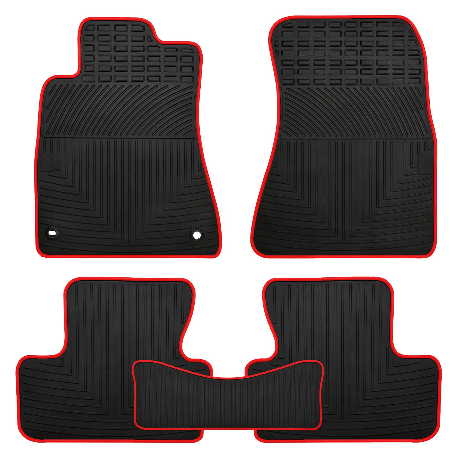 Matericuo Car Floor Mats Custom Fit For Lexus Is 2005-2012 Is350 Is250 Black Red Rubber Auto Liner Mats All Weather Protection H