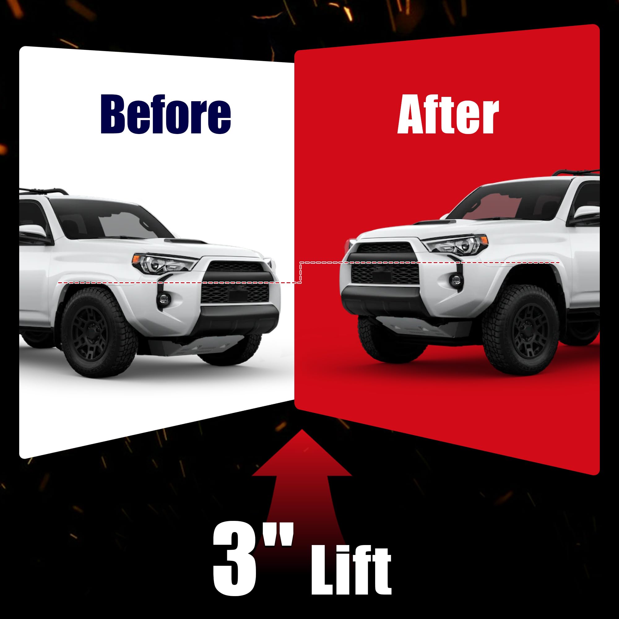 Flycle 3'' Leveling Lift Kit, 3'' Front Leveling Kit Forged Front Strut Spacers For 2024 Tacoma 4 Runner