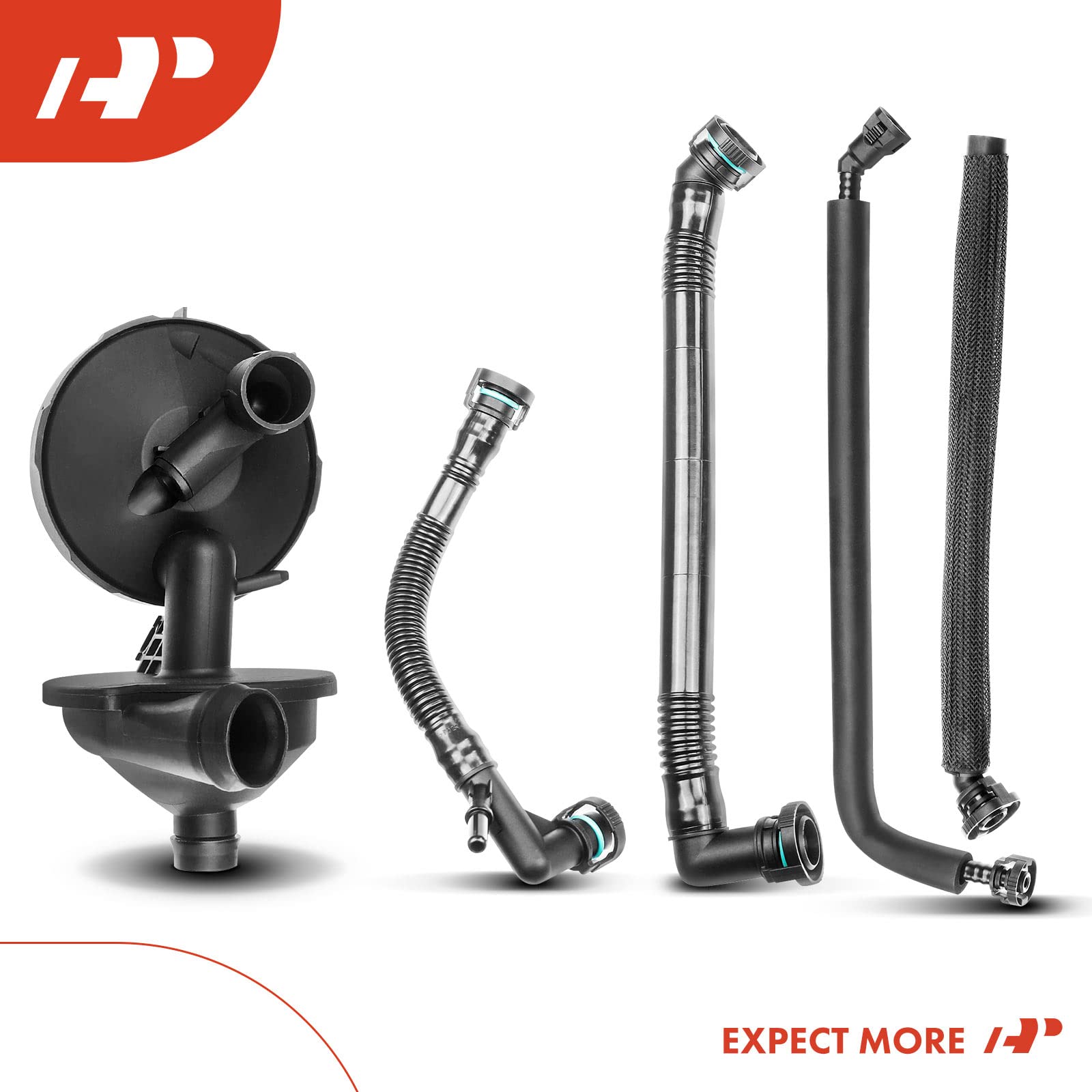 A-Premium Crankcase Vent Valve Hose Kit for BMW E36 E46 E39 E60 - Black, Aluminum/Brass/Alloy Steel, Model 11157532649