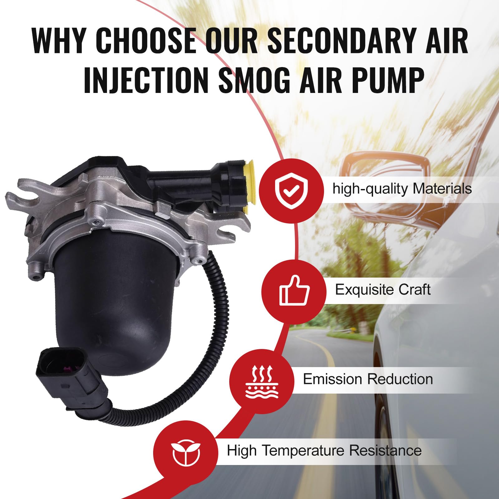 Bapmic 07K131333A Secondary Air Injection Smog Pump For Volkswagen Golf Jetta Passat Audi Rs5