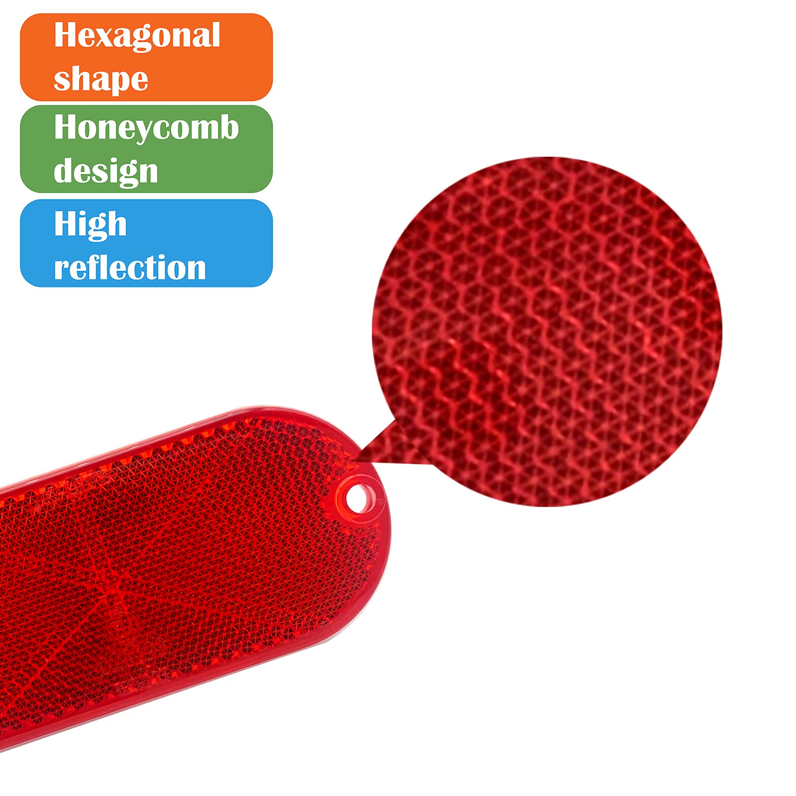 Welnent E-Mark / 4A / Ccc 2Pcs Oval Reflector Self Adhesive Stick On Screw On Trailer Driveway Mailbox (Red)
