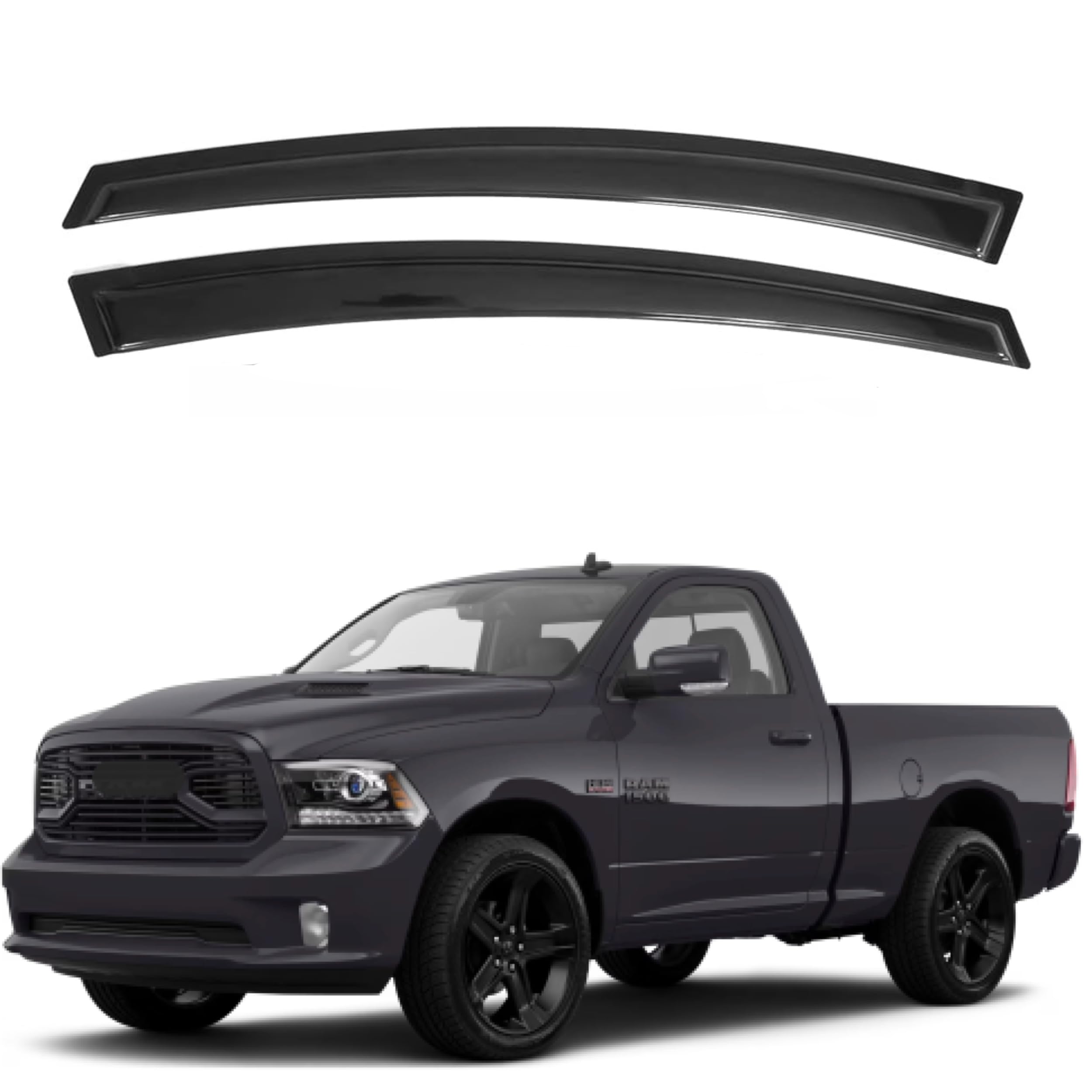 Ig Window Visor Compatible With 2009-2018 Ram 1500 Standard Cab, 1500 (Classic Body) 2019-2023, Ram 2500 3500 2010-2024, 2Pc Rai