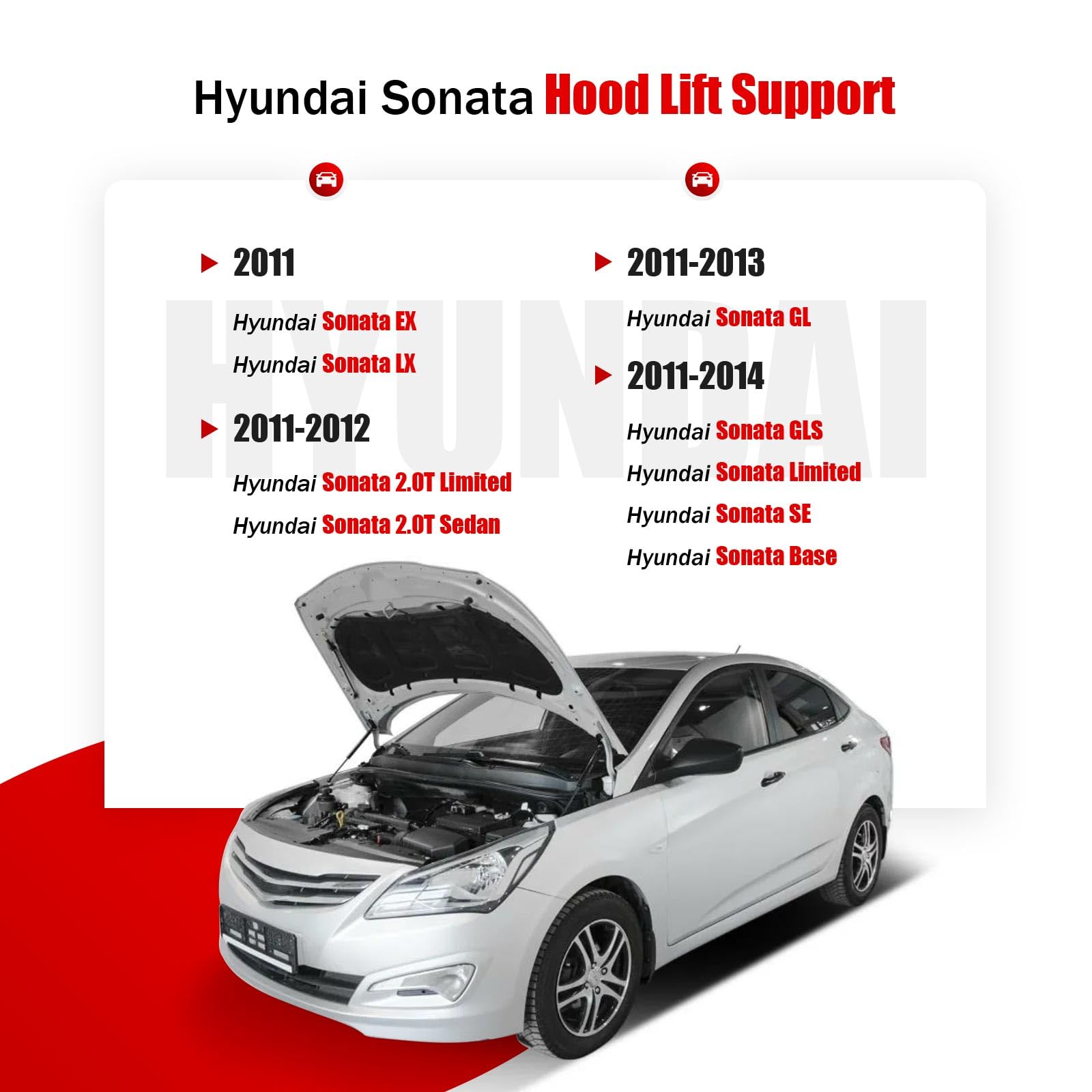 Iaqwe 6489 Front Hood Gas Struts Compatible With Hyundai Sonata 2.0T/Base/Limited/Ex/Gl/Gls/Lx/Se 2011 2012 2013 2014 Engine Hoo