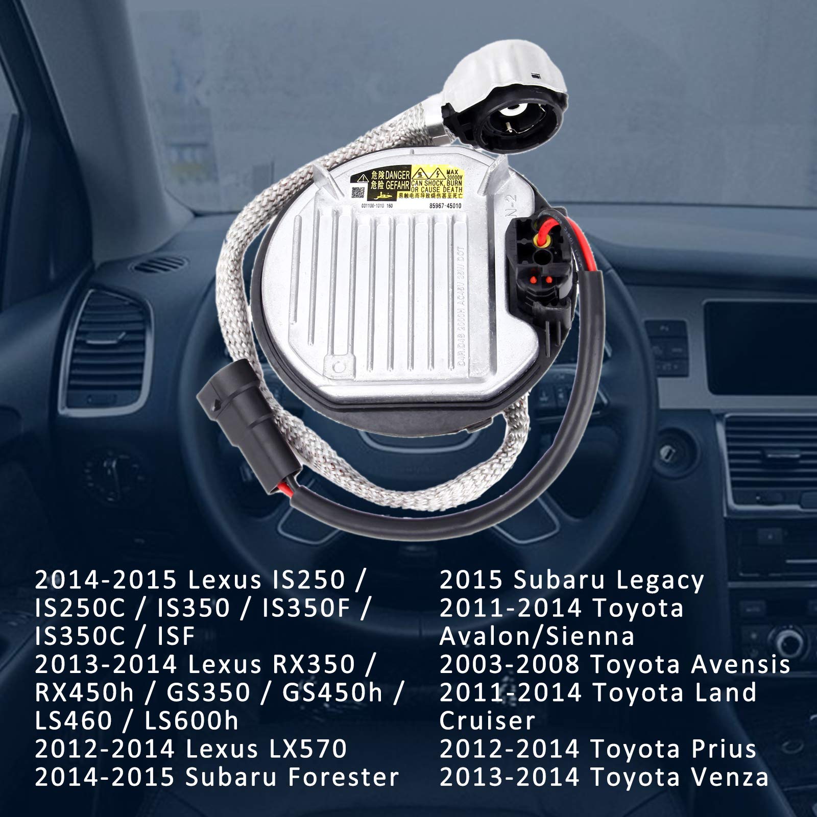 Aupoko Xenon Hid Ballast Headlight 85967-45010, Replaces# Ddlt004 Kdls001, Control Unit Module D4S/D4R With Igniter&Cable, Compatible With Bmw Mercedes Cadillac Jaguar