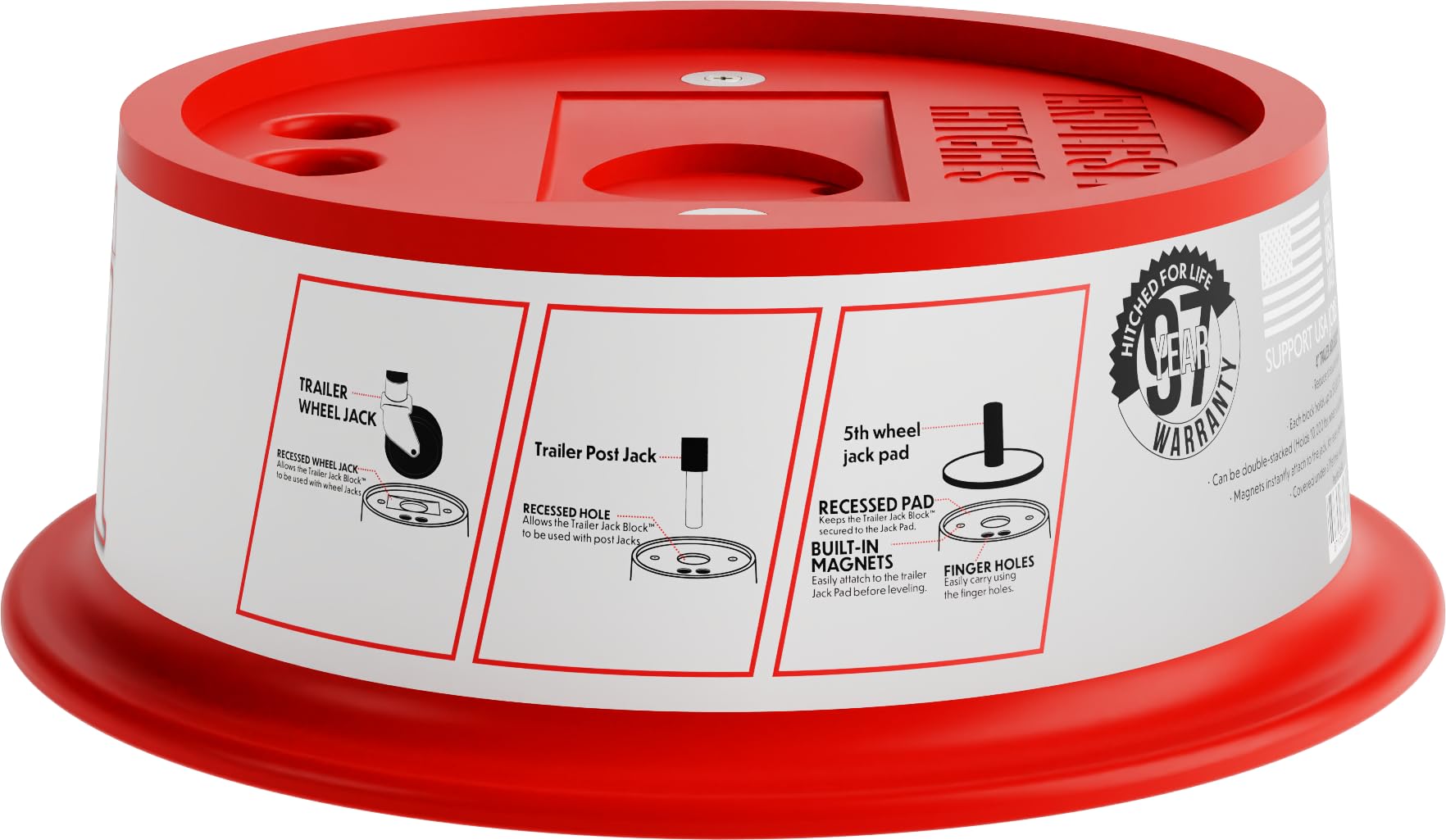 Andersen Hitches | 3684 | 4'' Jack Block With Magnets | Fits Up To 9'' Jack Stand | Rv & Camper Leveling | 50,000 Lbs Capacity |