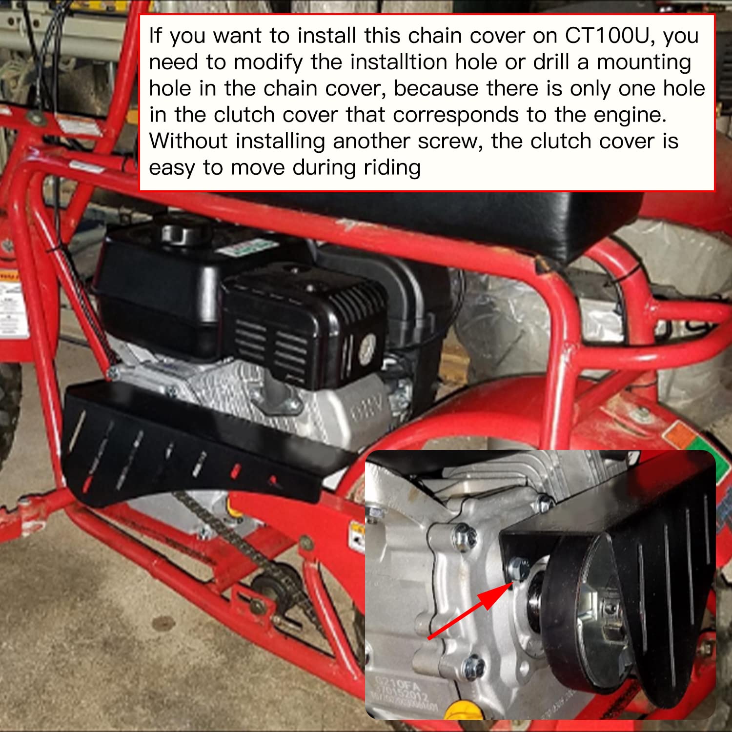 YOXUFA Chain Clutch Guard Cover for Most Mini Bike with Predator 212cc 196cc 200cc GX160 GX200 Tilotson 212R Tecumseh Engines Bl