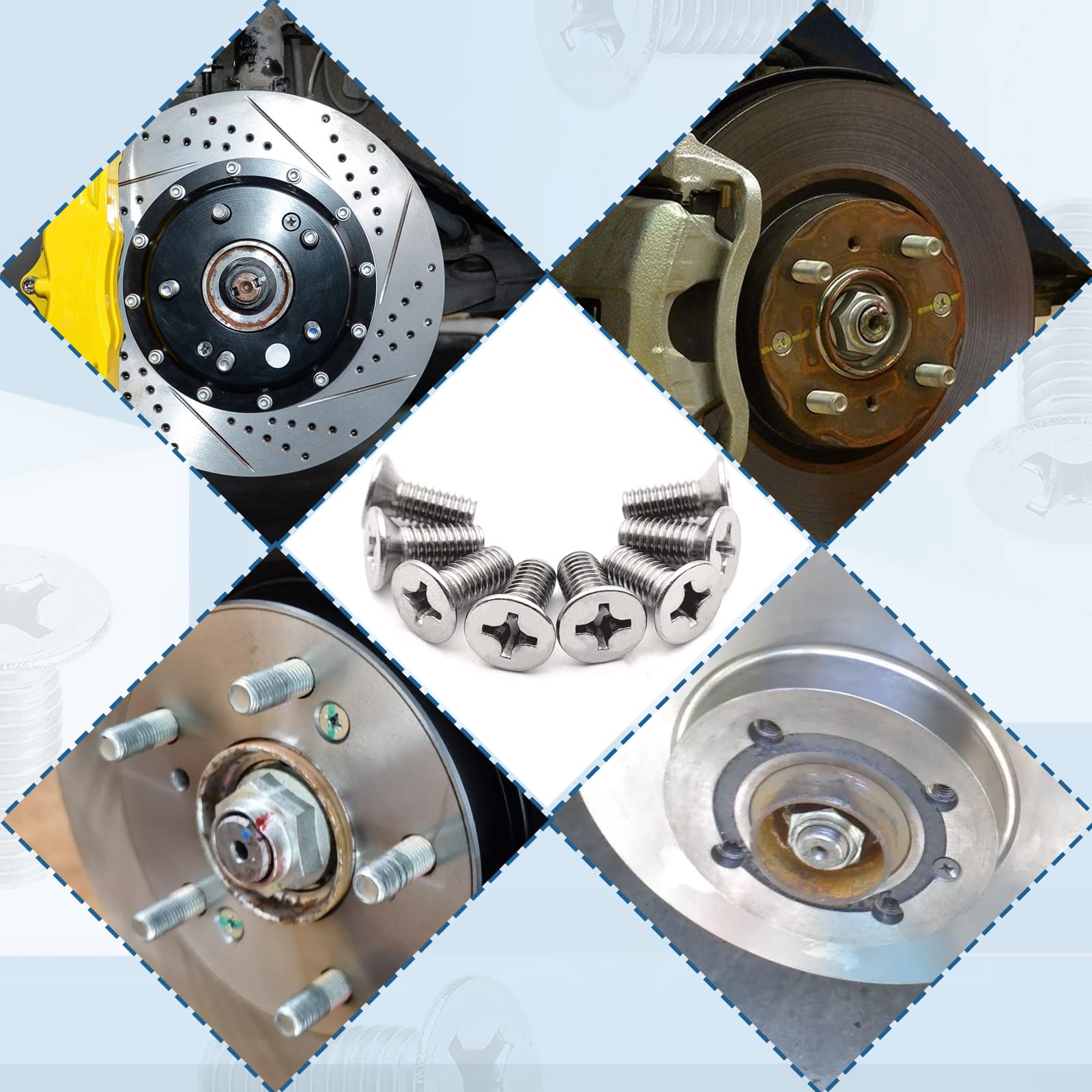 8Pack Stainless Steel Brake Disc Rotor Screws, Stainless Steel Retaining Screws for Front and Rear by Mission Automotive, Compat