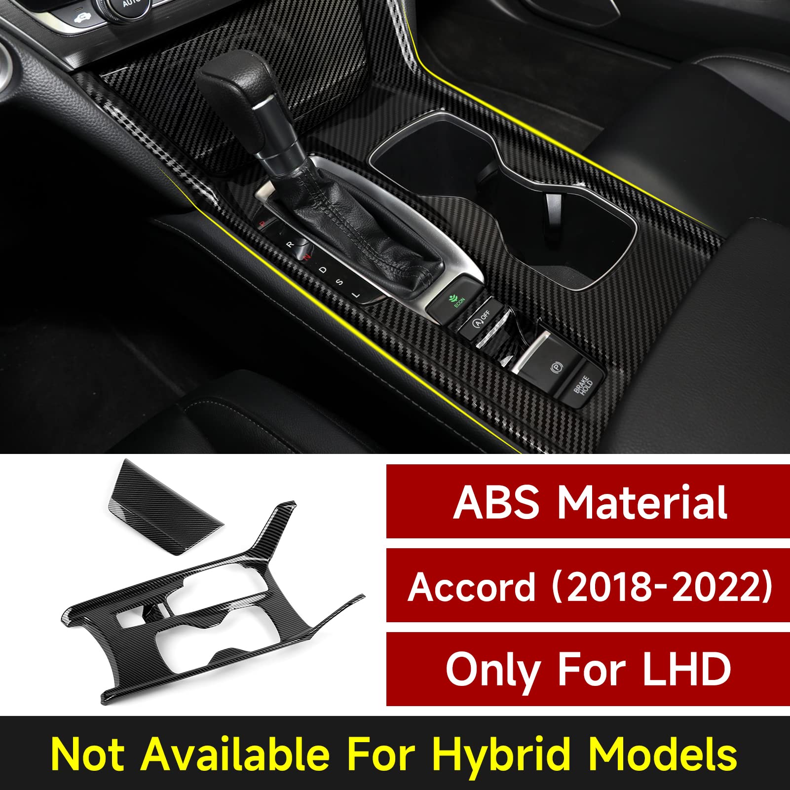 Brmyl Gas Version Car Gear Shift Panel Decals For Honda Accord 2018 2019 2020 2021 2022 10Th Gen Accessories Abs Carbon Fiber In