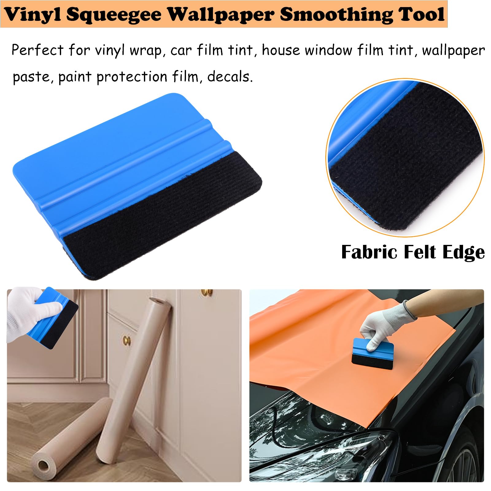 EHDIS 7-Piece Vinyl Wrap Tool Kit for Window Tinting - Includes Scraper, Squeegee, Cutting Knife - Car Glass Film Installation