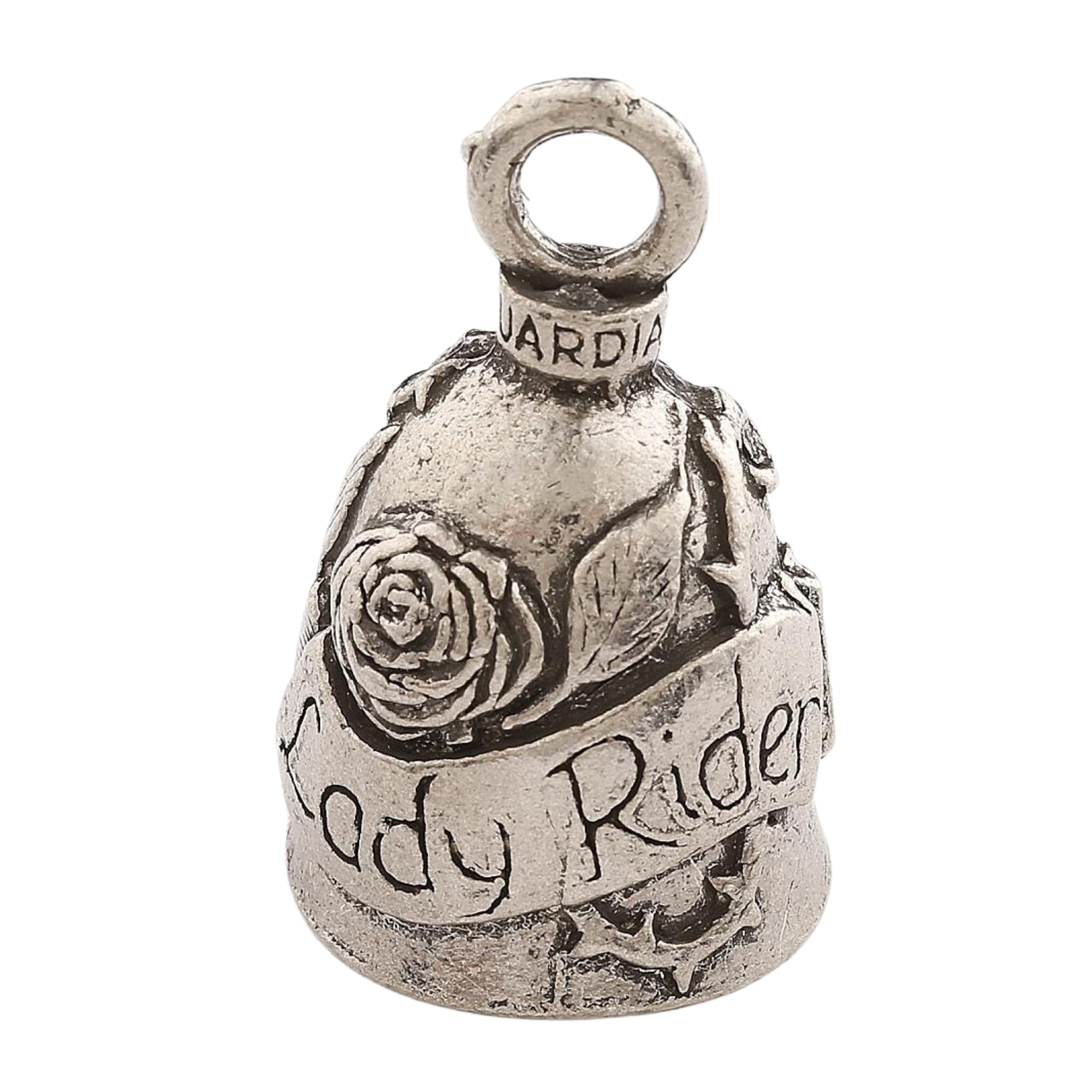 Guardian Bell Lady Rider Bell Good Luck Bell W/Keyring & Black Velvet Gift Bag | Motorcycle Bell | Lead-Free Pewter | Good Luck Gift To Friends & Family | Bike Bell | Made In Usa