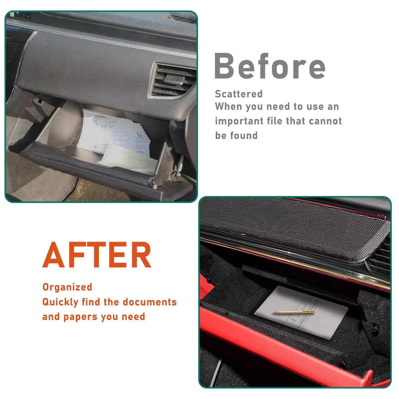 Kewucn Car Registration And Insurance Card Holder, Leather Auto License Document Glove Box Compartment Organizer, Essentials Veh