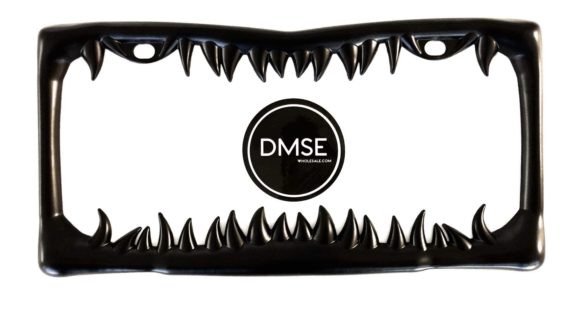Dmse Universal Metal Shark Tooth Teeth Jaws License Plate Frame Cool Design For Any Vehicle (Black Sharks Tooth)