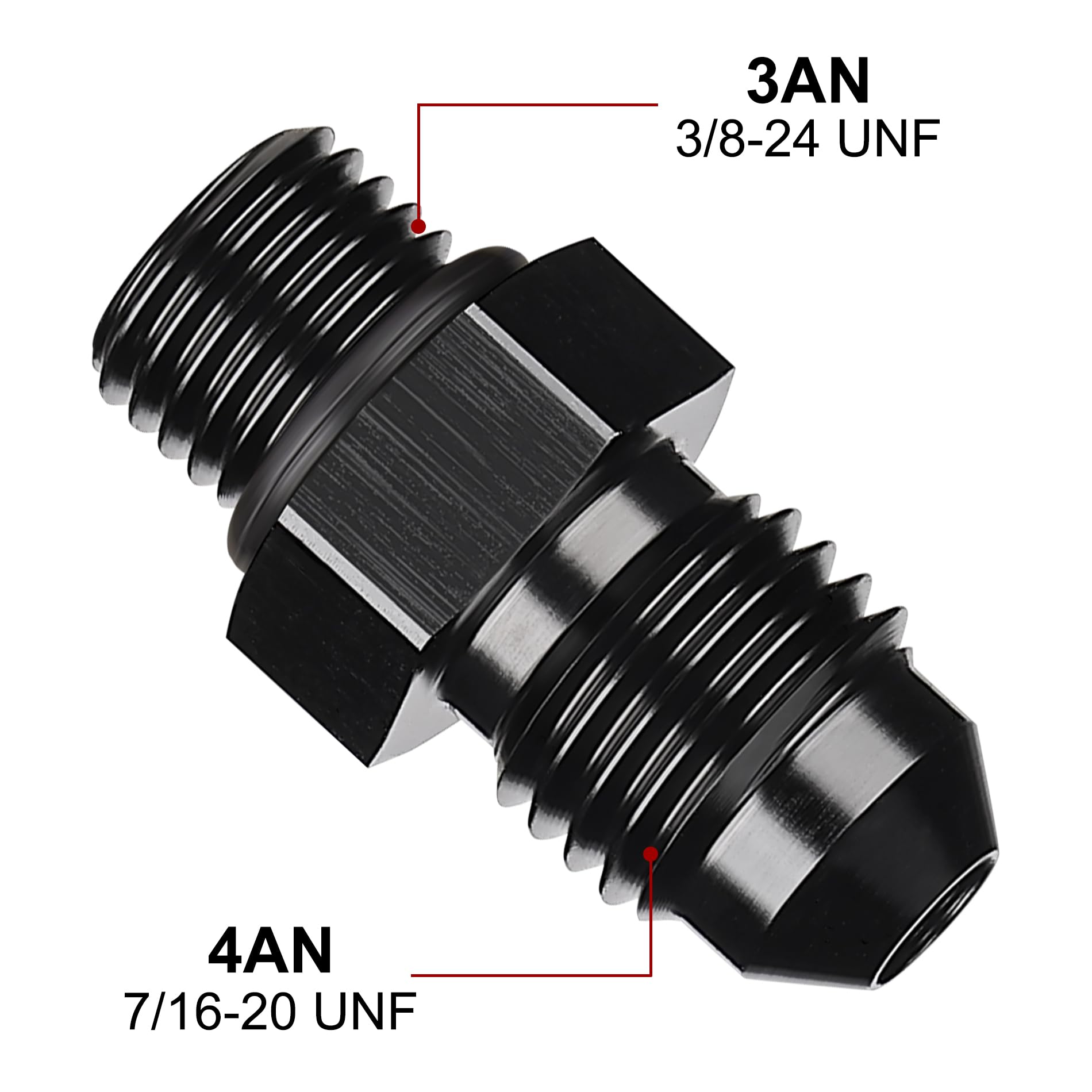 Evil Energy 4An Flare To An3 Orb Male O-Ring Fitting Adapter