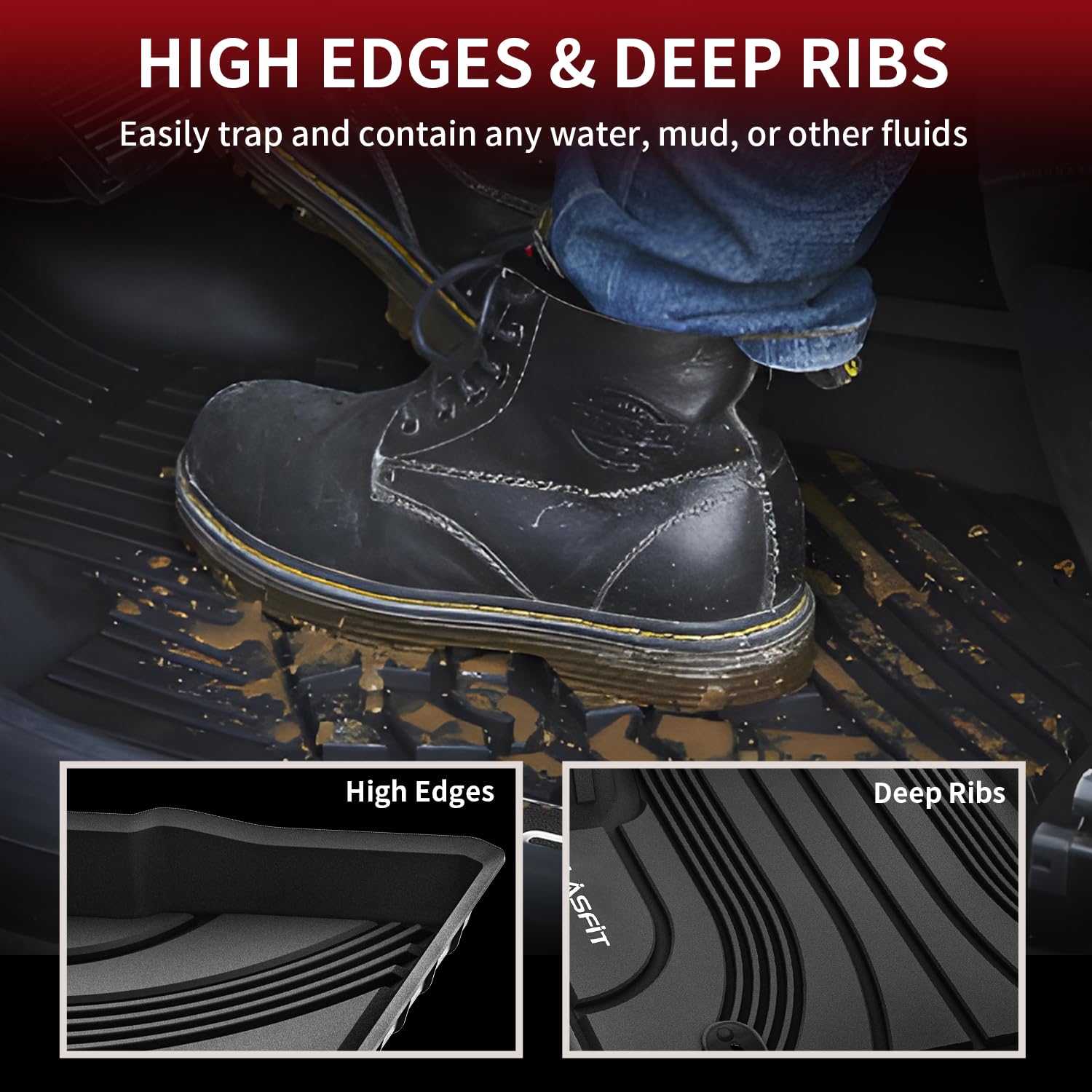 Lasfit Floor Mats Fit For Hyundai Santa Fe Hybrid Phev 2021 2022 2023 (Only Fits Hybrid Or Phev, Not Fits Gas) All Weather Tpe C