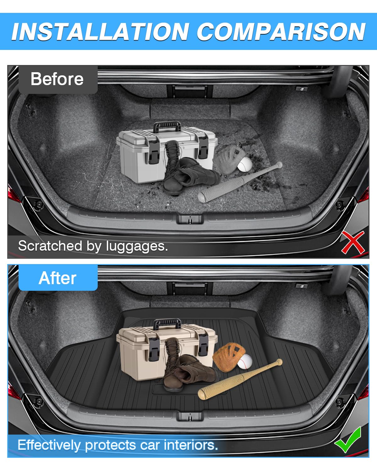 Powerty Cargo Mat Compatible With Mazda Cx-50 2023 2024 2025 Cargo Liner Rear Trunk Mat Cargo Tray All Weather Tpo 3D Trunk Floo