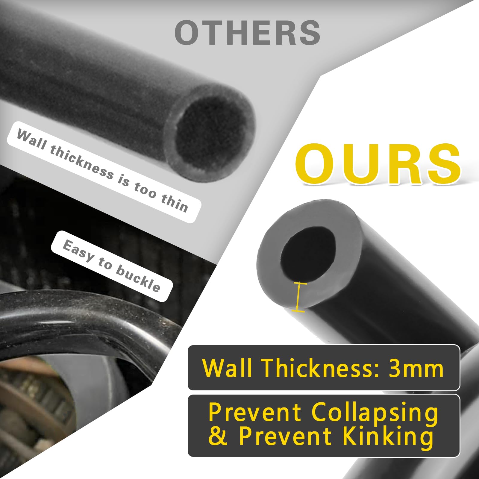 Vacuum Hose Automotive 10 Ft 5Pcs, 1/8'' 5/32'' 1/4'' 5/16'' 3/8'' Id High Performance 130Psi, Vacuum Lines Automotive, Silicone