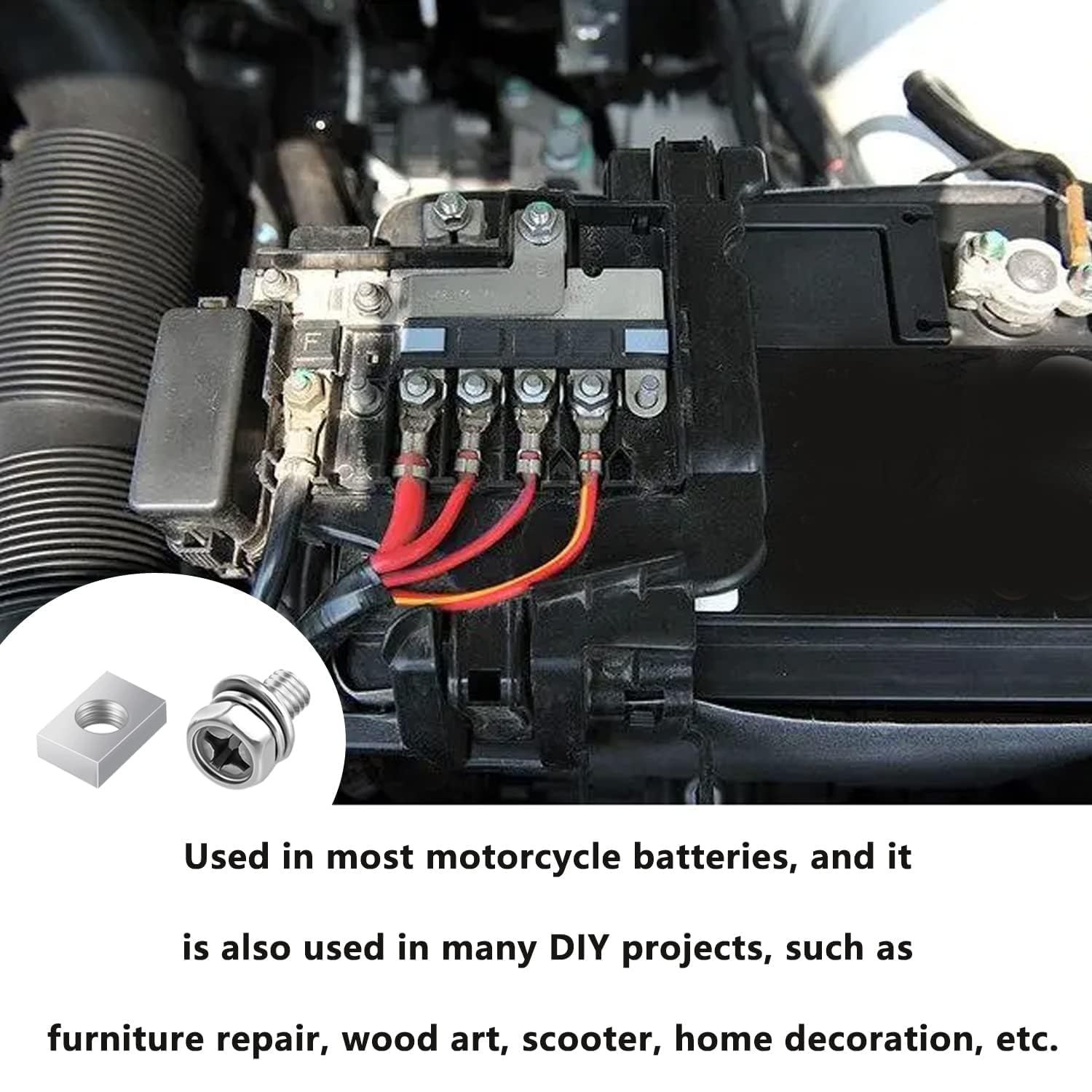Smseace 60Pack 5-Sizes 304 Stainless Steel Battery Bolts And Nuts M6X10/12/16/18/20Mm Atv Battery Bolt Motorcycle Battery Termin