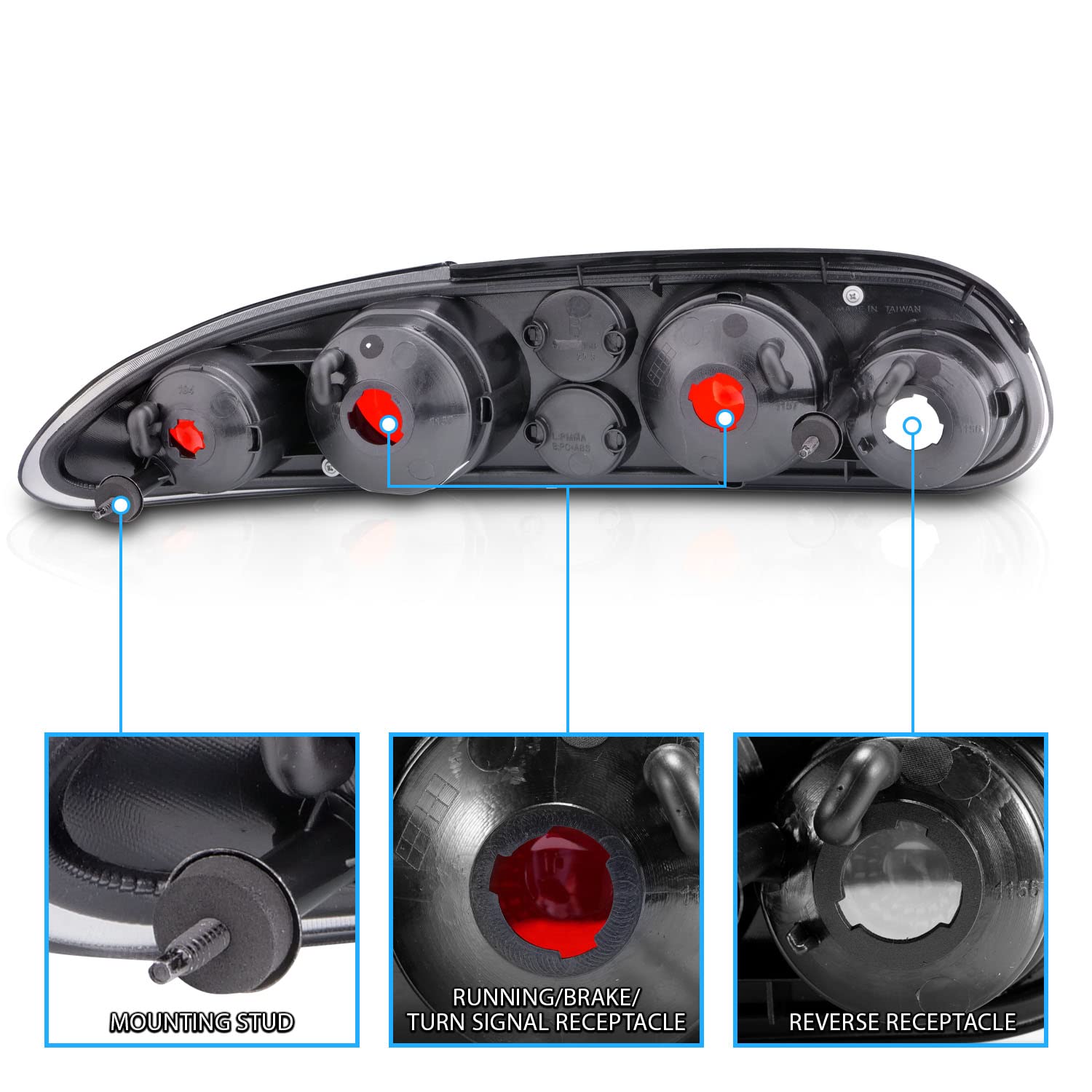 Amerilite Black Smoke Replacement Brake Taillights Set For Chevy Camaro - Passenger And Driver Side