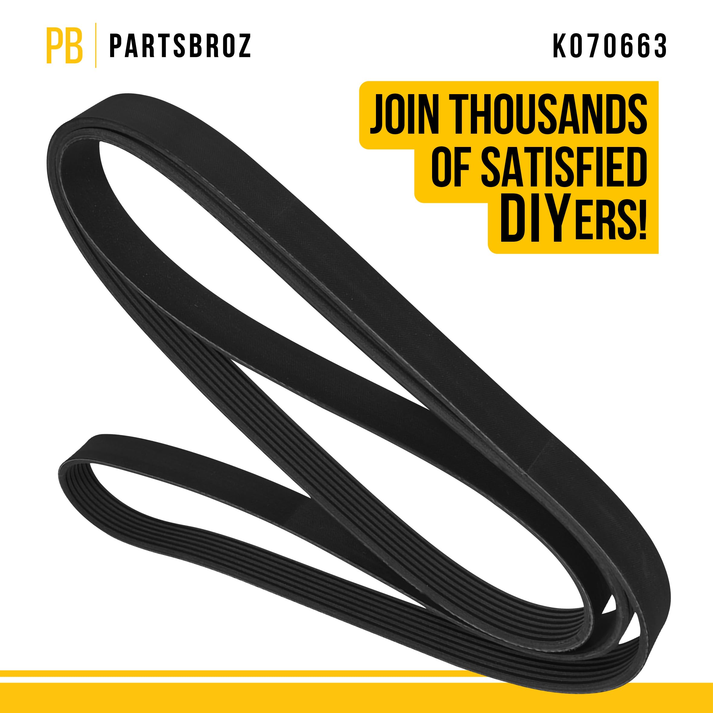 Partsbroz K070663 Micro-V Serpentine Drive Belt - Compatible With Gates Dayco Bando Acdelco Goodyear Continental - Replaces 5070